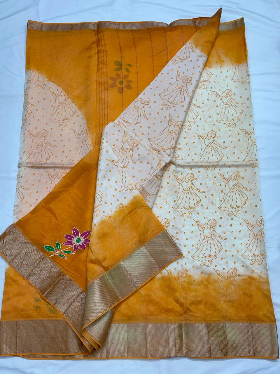Mangalagiri Silk / Cotton Digital Printed Saree With Blouse