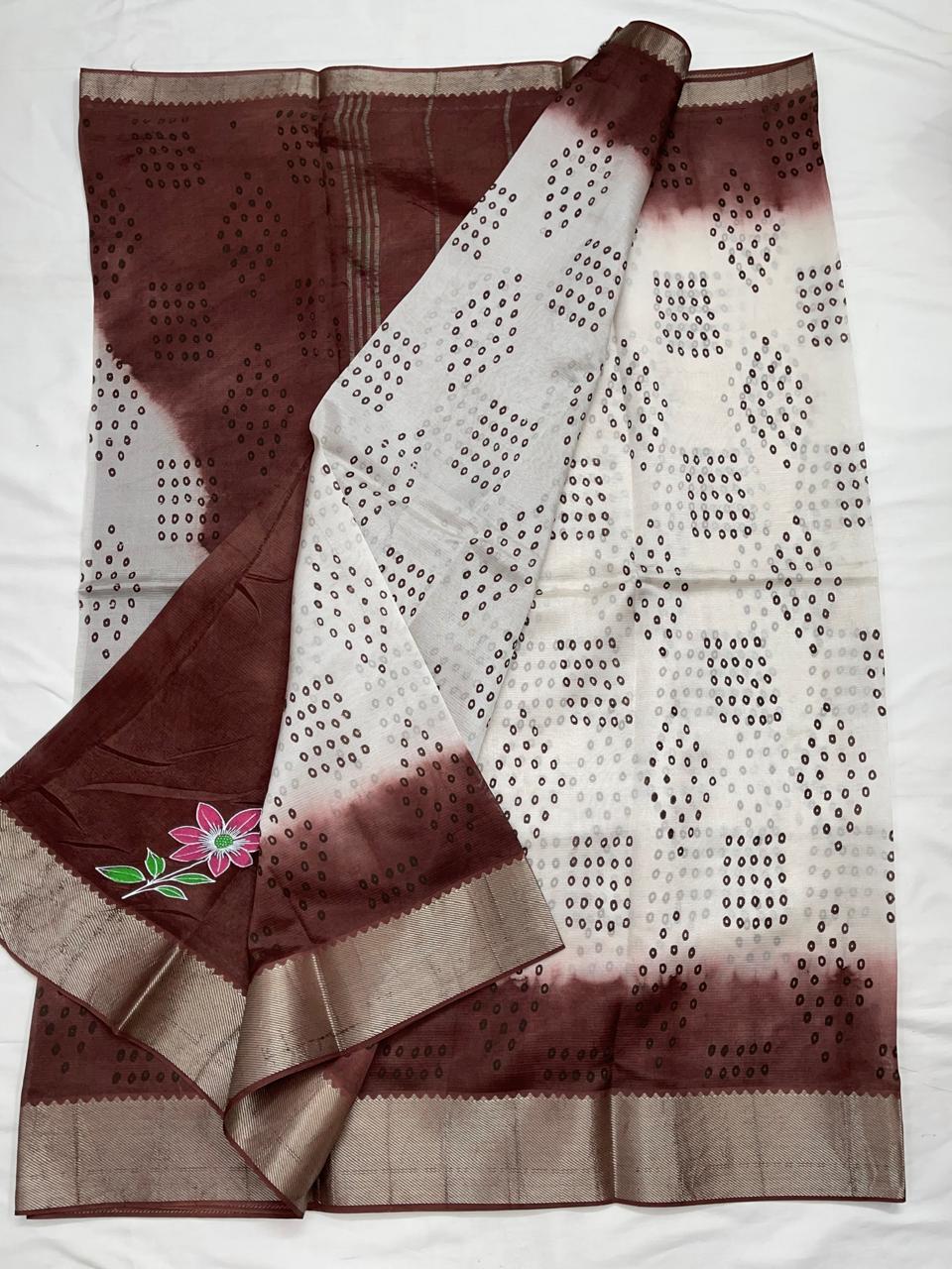 Mangalagiri Silk / Cotton Digital Printed Saree With Blouse