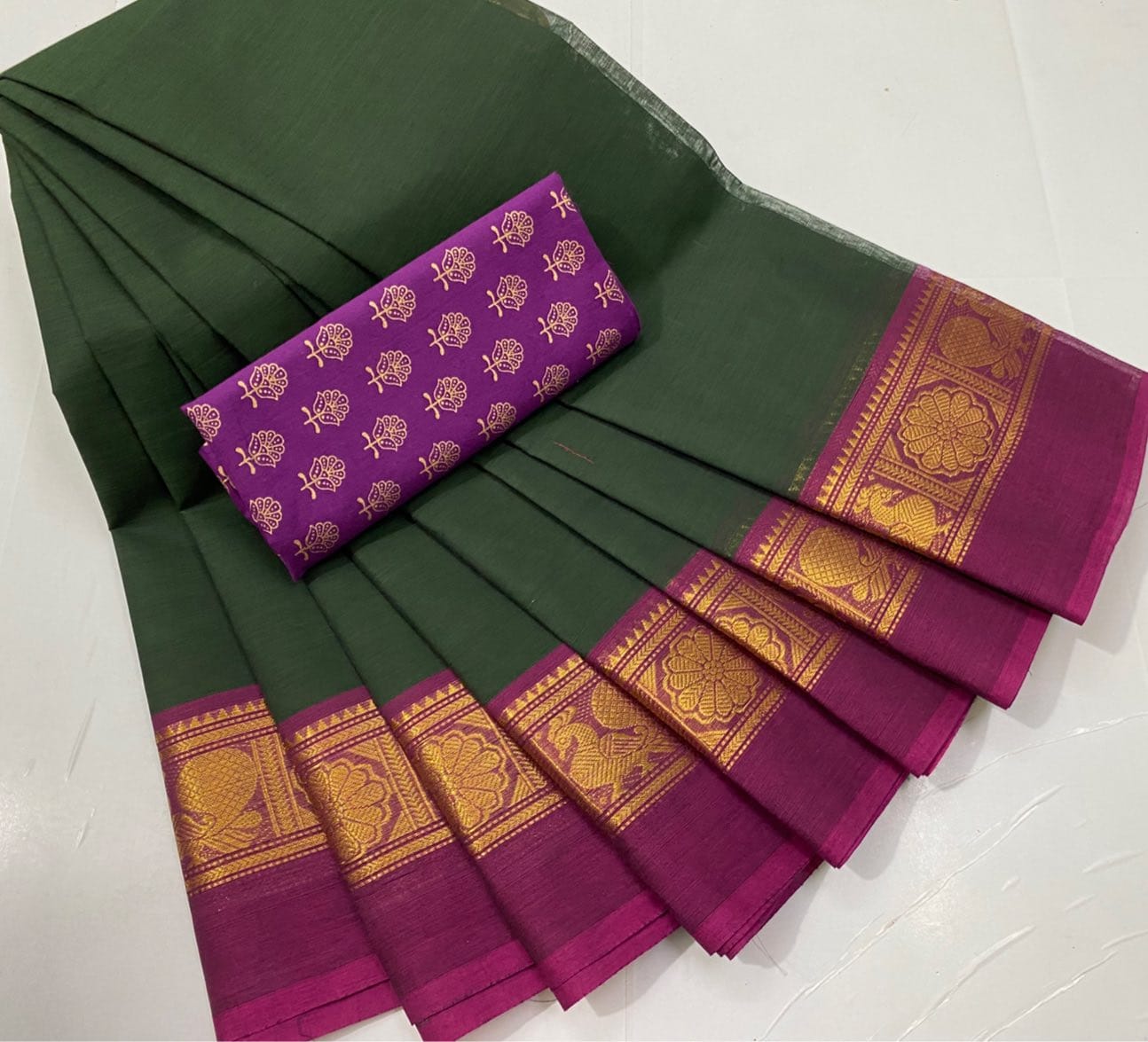 Chettinadu Fancy Cotton Saree Without Running Blouse