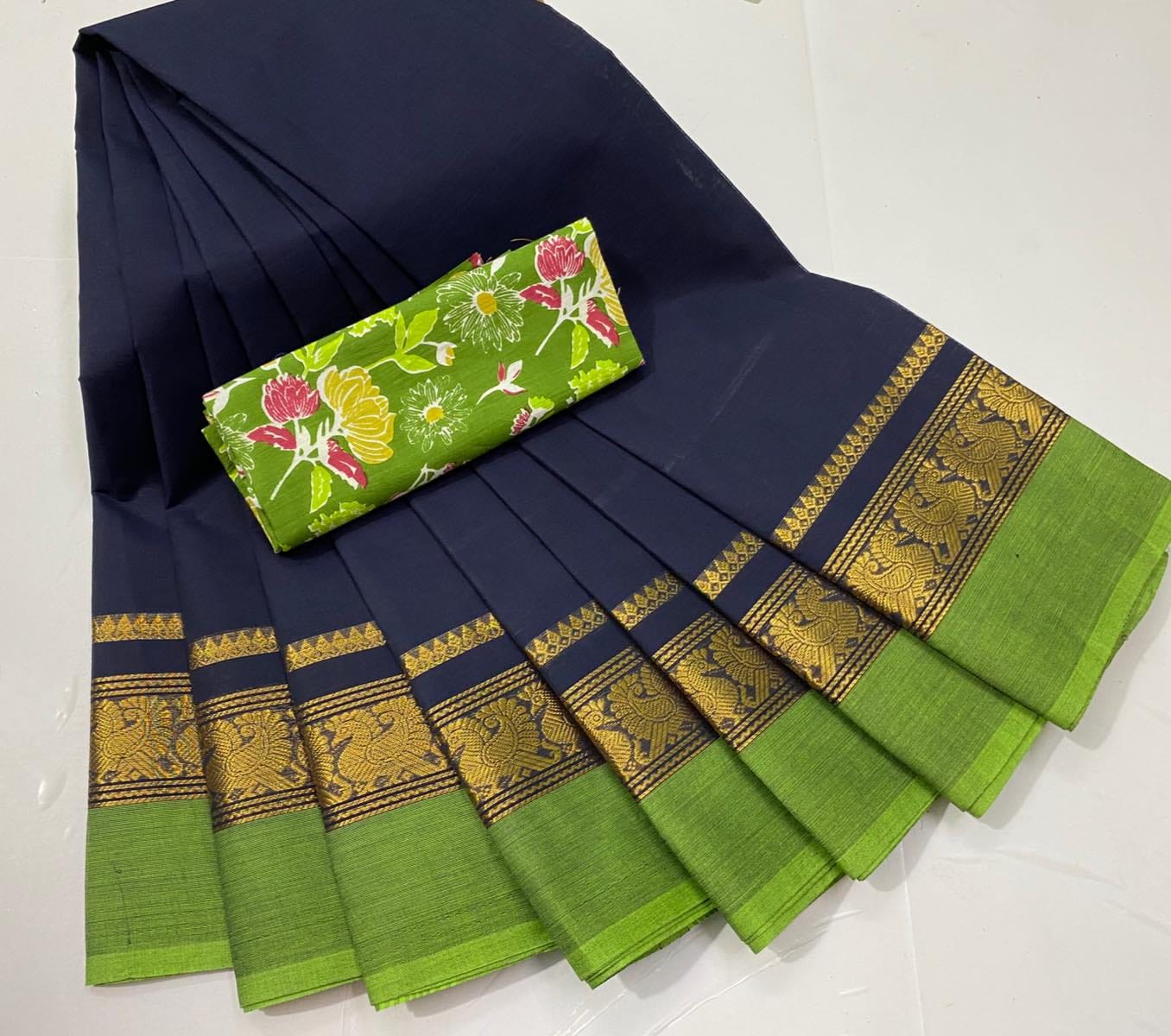 Chettinadu Fancy Cotton Saree Without Running Blouse