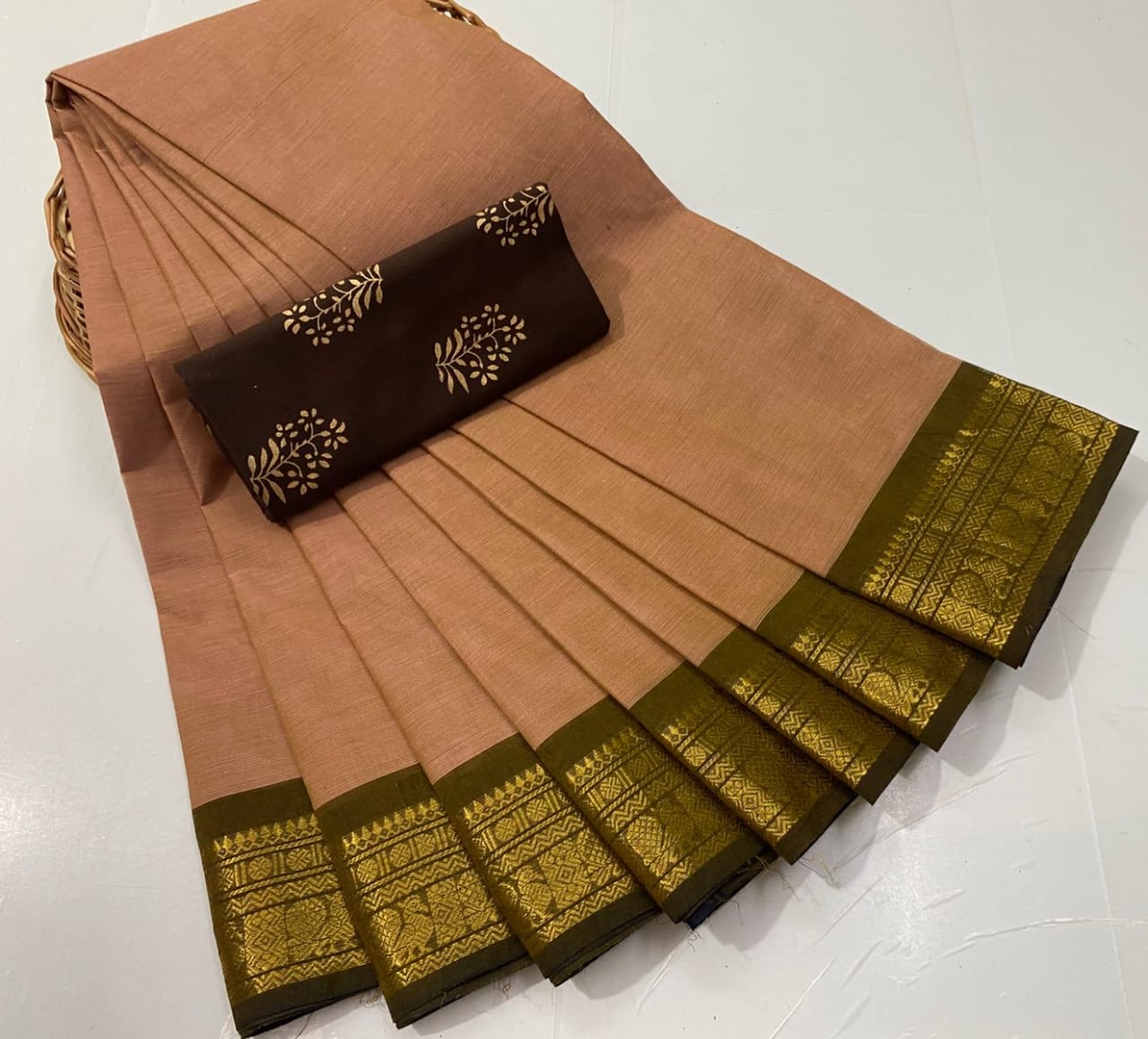 Chettinadu Fancy Cotton Saree Without Running Blouse