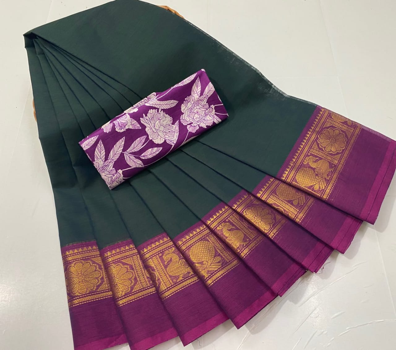 Chettinadu Fancy Cotton Saree Without Running Blouse