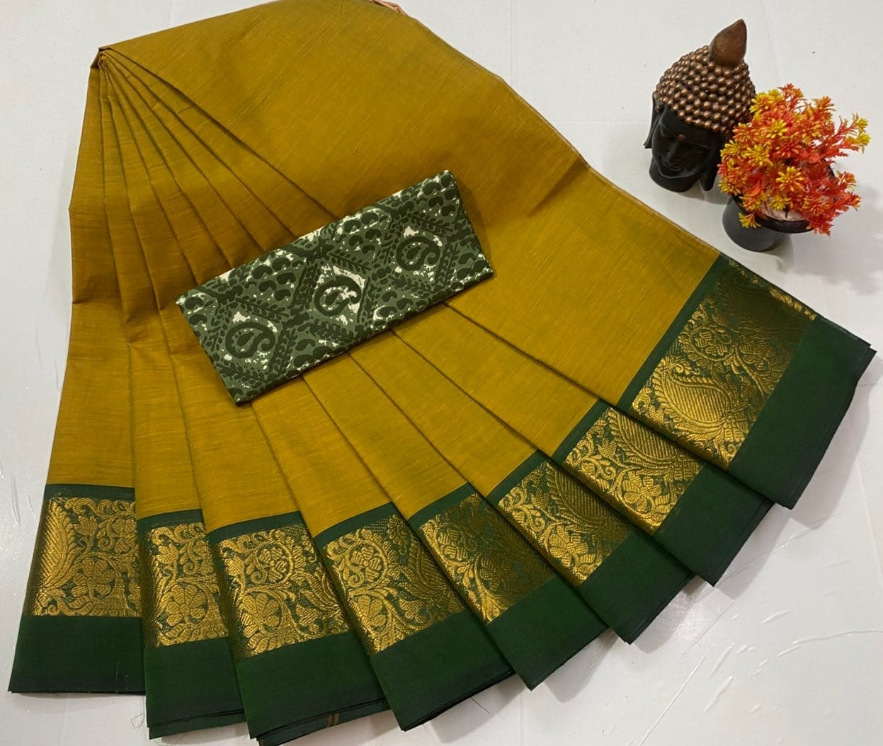 Chettinadu Fancy Cotton Saree Without Running Blouse