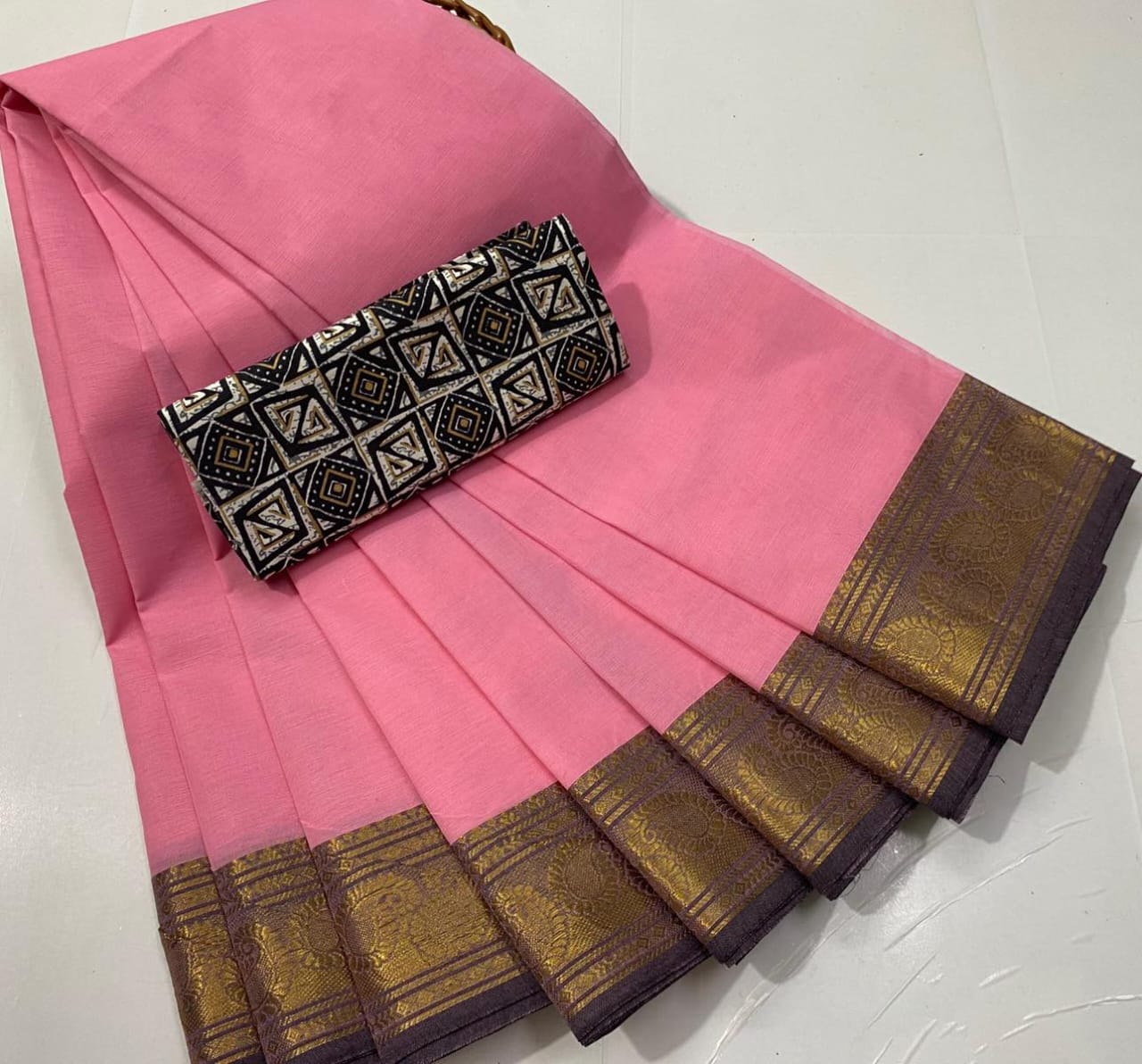 Chettinadu Fancy Cotton Saree Without Running Blouse