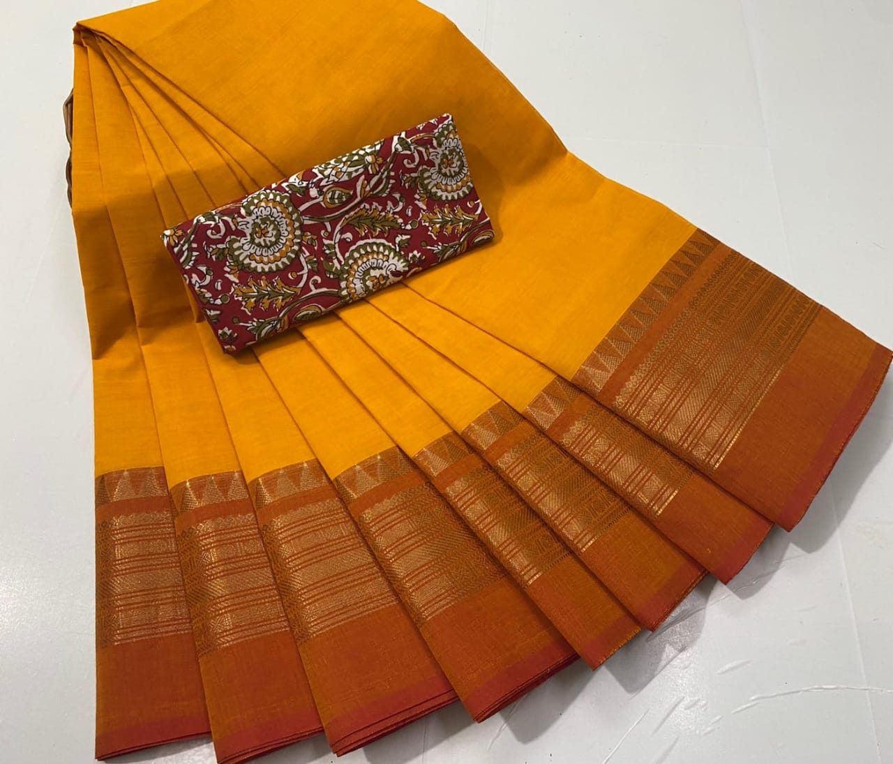 Chettinadu Fancy Cotton Saree Without Running Blouse