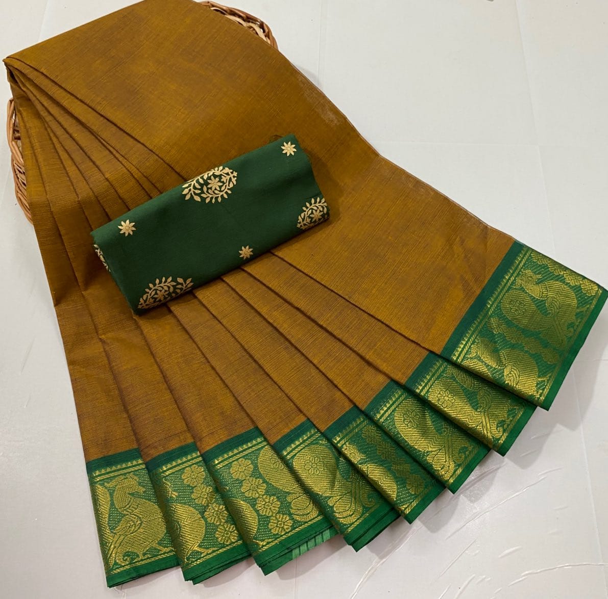Chettinadu Fancy Cotton Saree Without Running Blouse