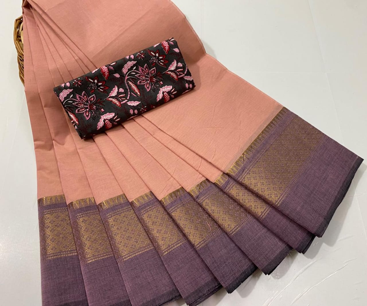 Chettinadu Fancy Cotton Saree Without Running Blouse