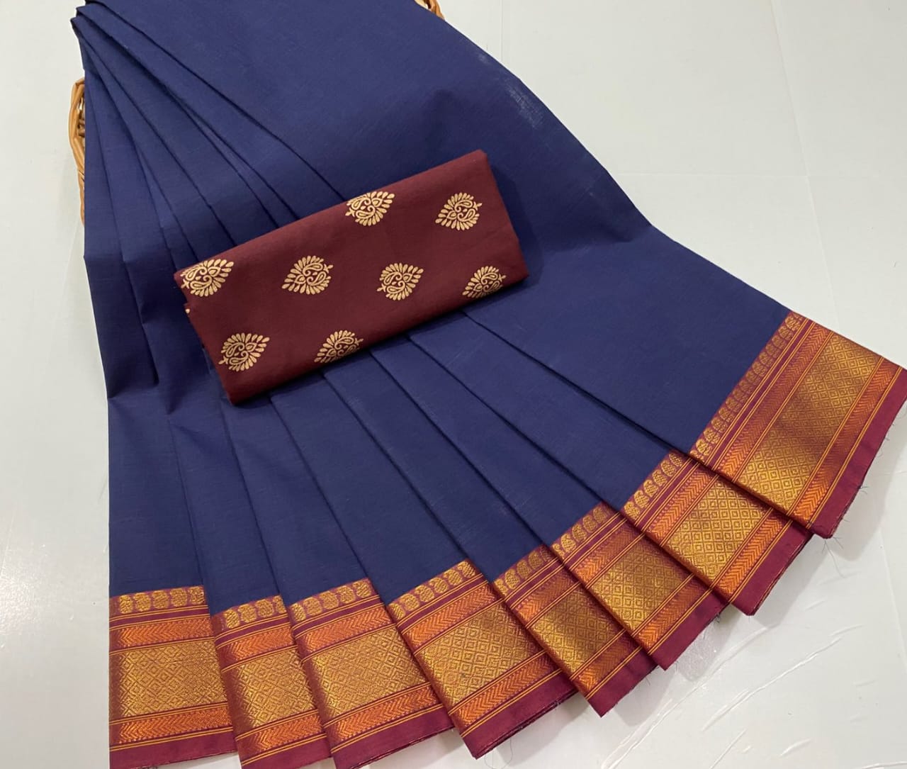 Chettinadu Fancy Cotton Saree Without Running Blouse