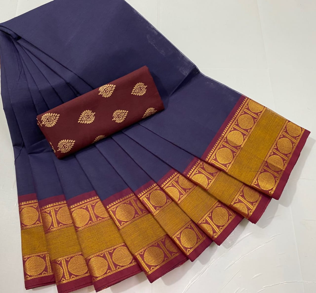 Chettinadu Fancy Cotton Saree Without Running Blouse