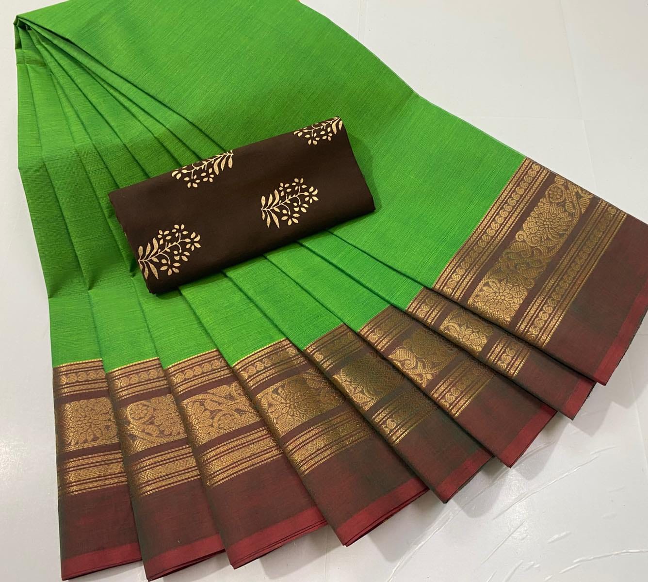 Chettinadu Fancy Cotton Saree Without Running Blouse