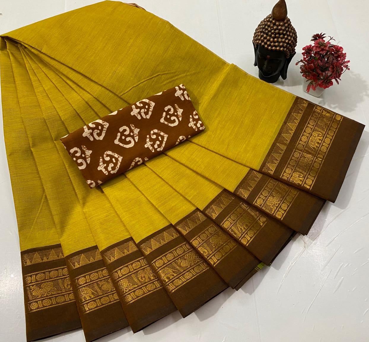 Chettinadu Fancy Cotton Saree Without Running Blouse
