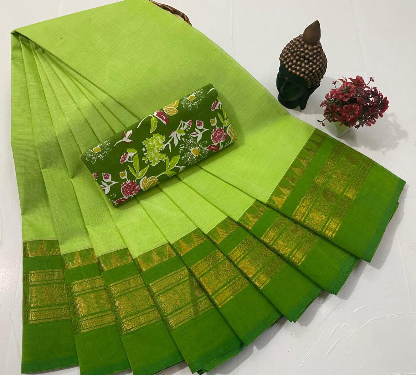 Chettinadu Fancy Cotton Saree Without Running Blouse