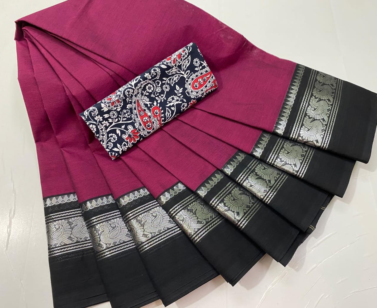 Chettinadu Fancy Cotton Saree Without Running Blouse