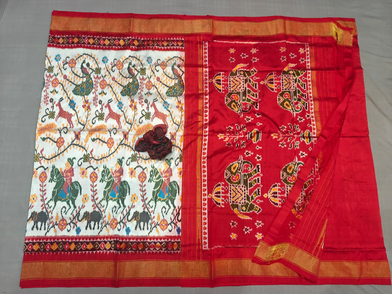 Kanchipuram Ikat Double Weaving Silk Saree