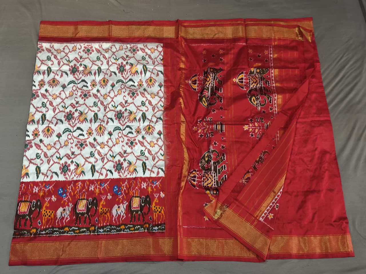 Kanchipuram Ikat Double Weaving Silk Saree