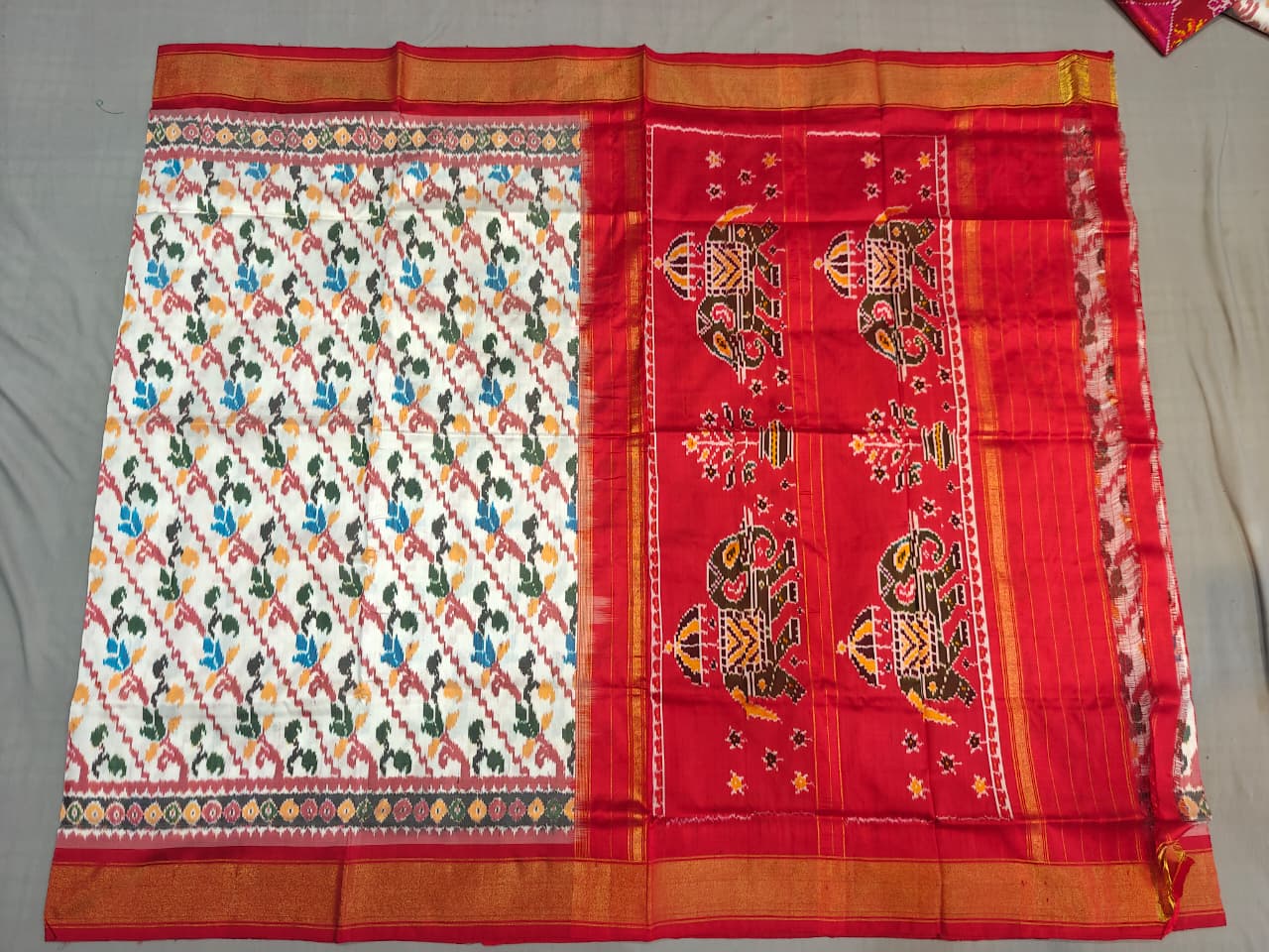 Kanchipuram Ikat Double Weaving Silk Saree