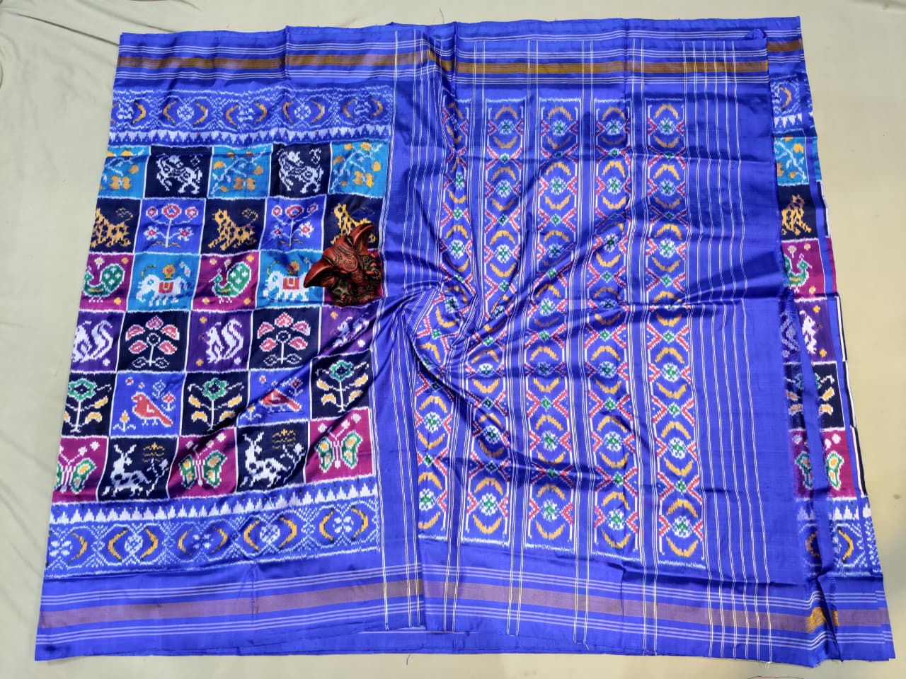 Kanchipuram Ikat Double Weaving Silk Saree