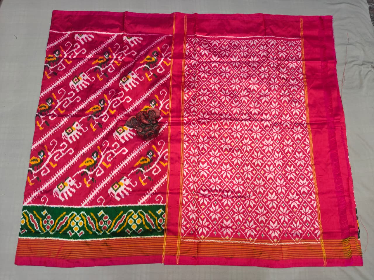 Kanchipuram Ikat Double Weaving Silk Saree