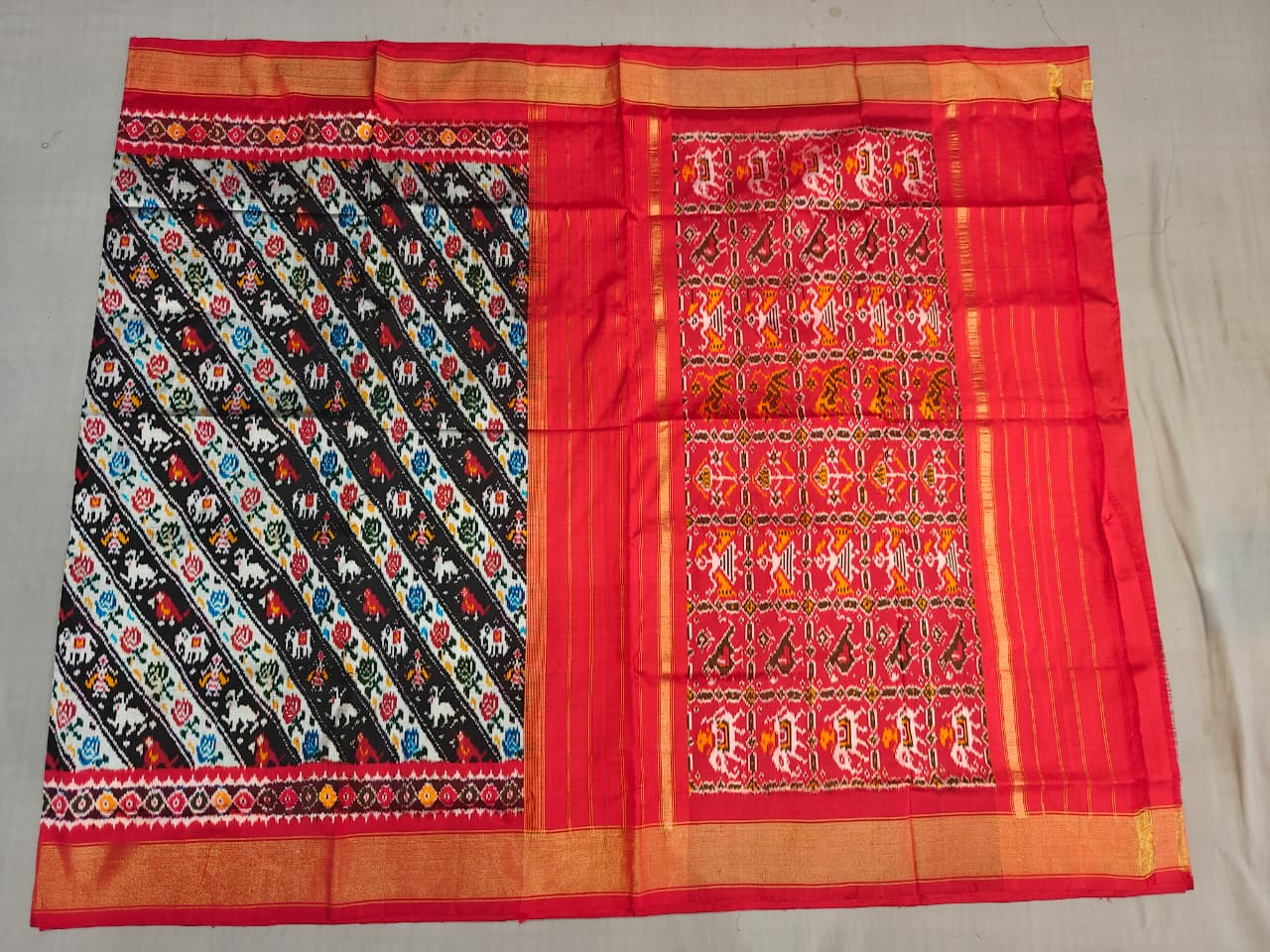 Kanchipuram Ikat Double Weaving Silk Saree