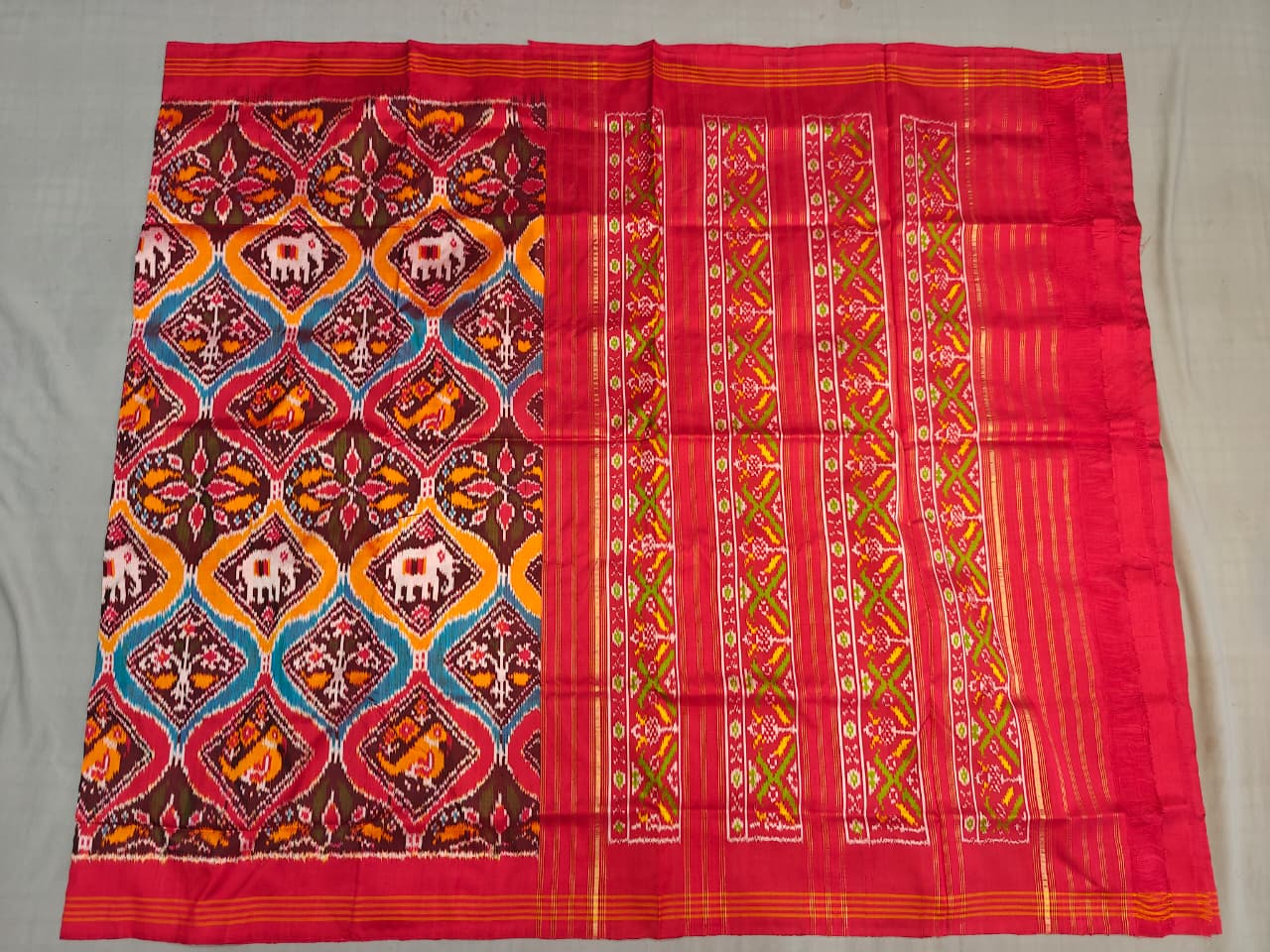 Kanchipuram Ikat Double Weaving Silk Saree