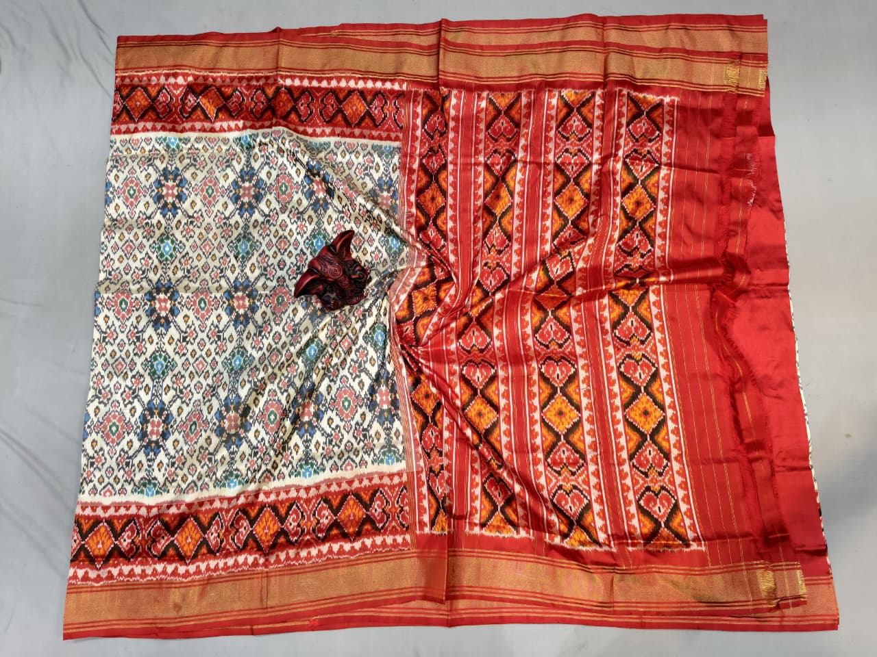 Kanchipuram Ikat Double Weaving Silk Saree