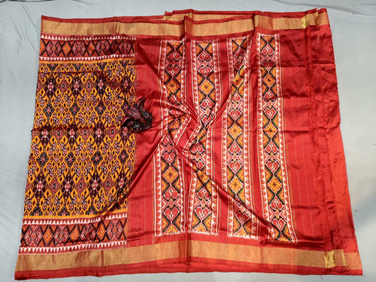 Kanchipuram Ikat Double Weaving Silk Saree