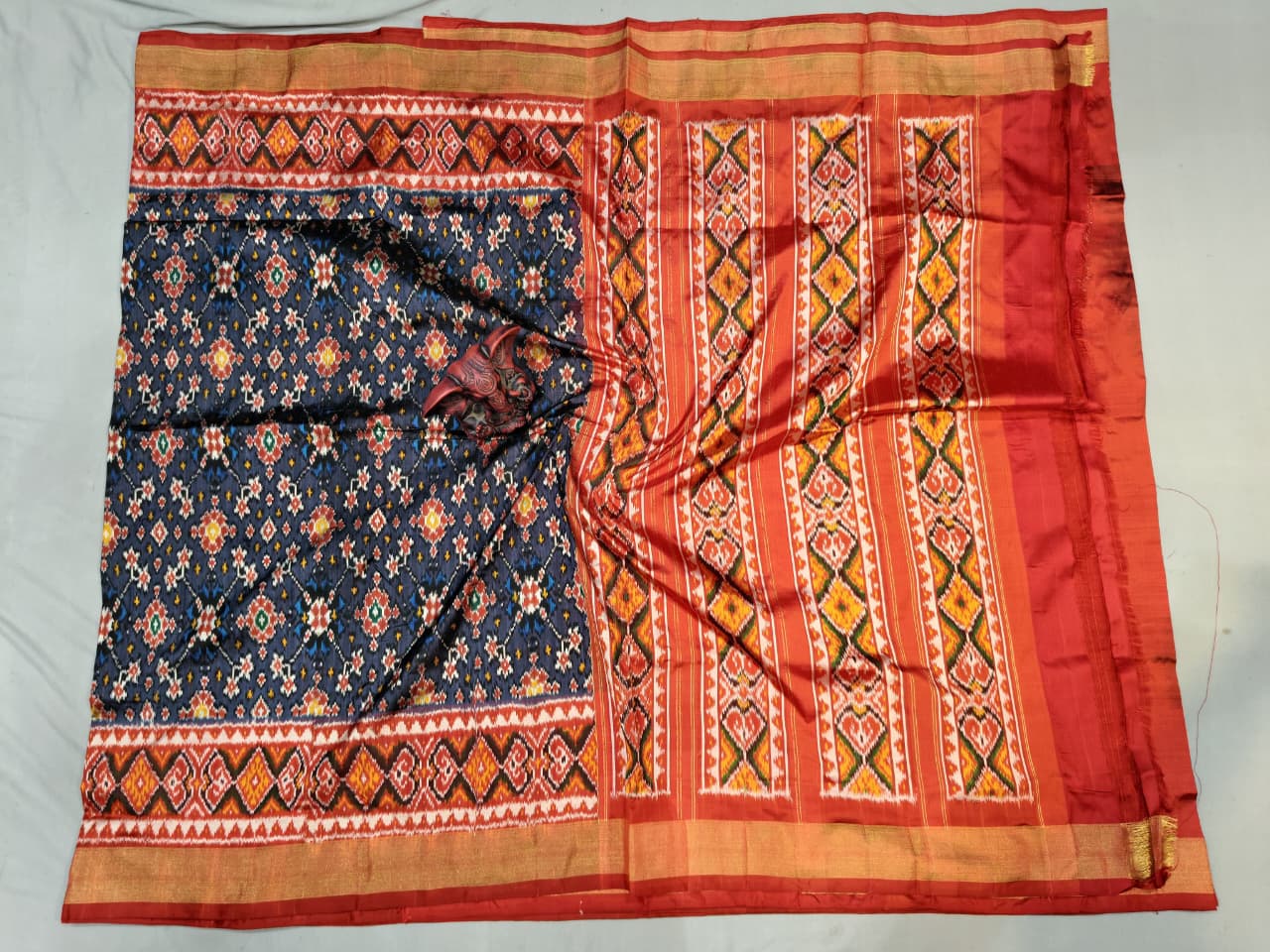 Kanchipuram Ikat Double Weaving Silk Saree