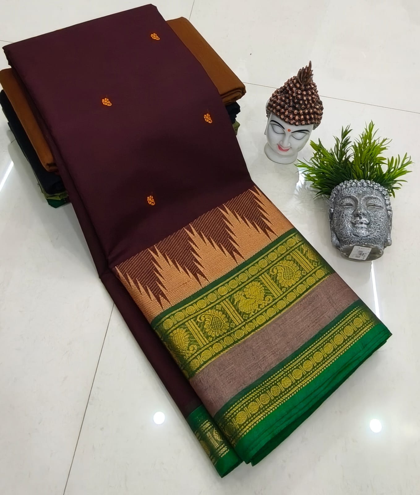 Kanchipuram Fancy Cotton Saree With Running Blouse