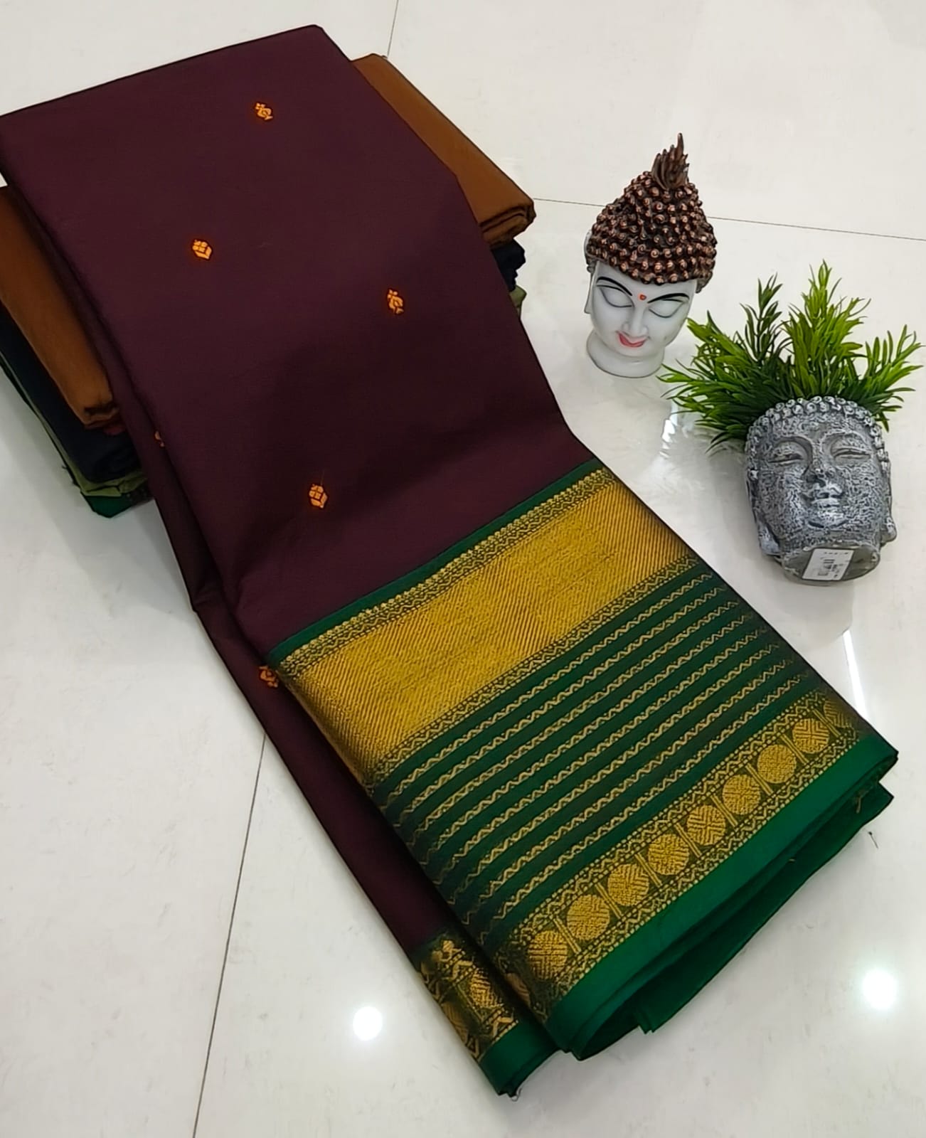 Kanchipuram Fancy Cotton Saree With Running Blouse