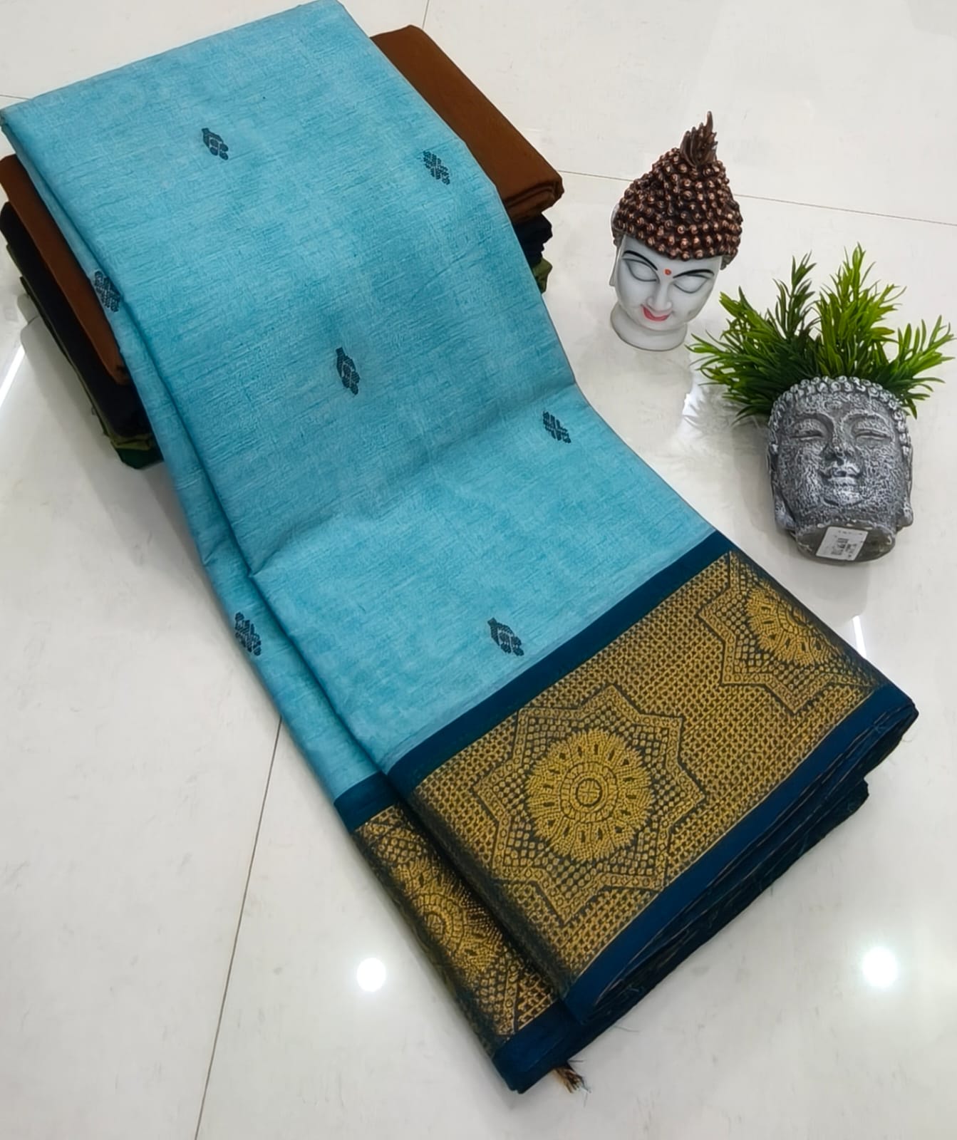 Kanchipuram Fancy Cotton Saree With Running Blouse