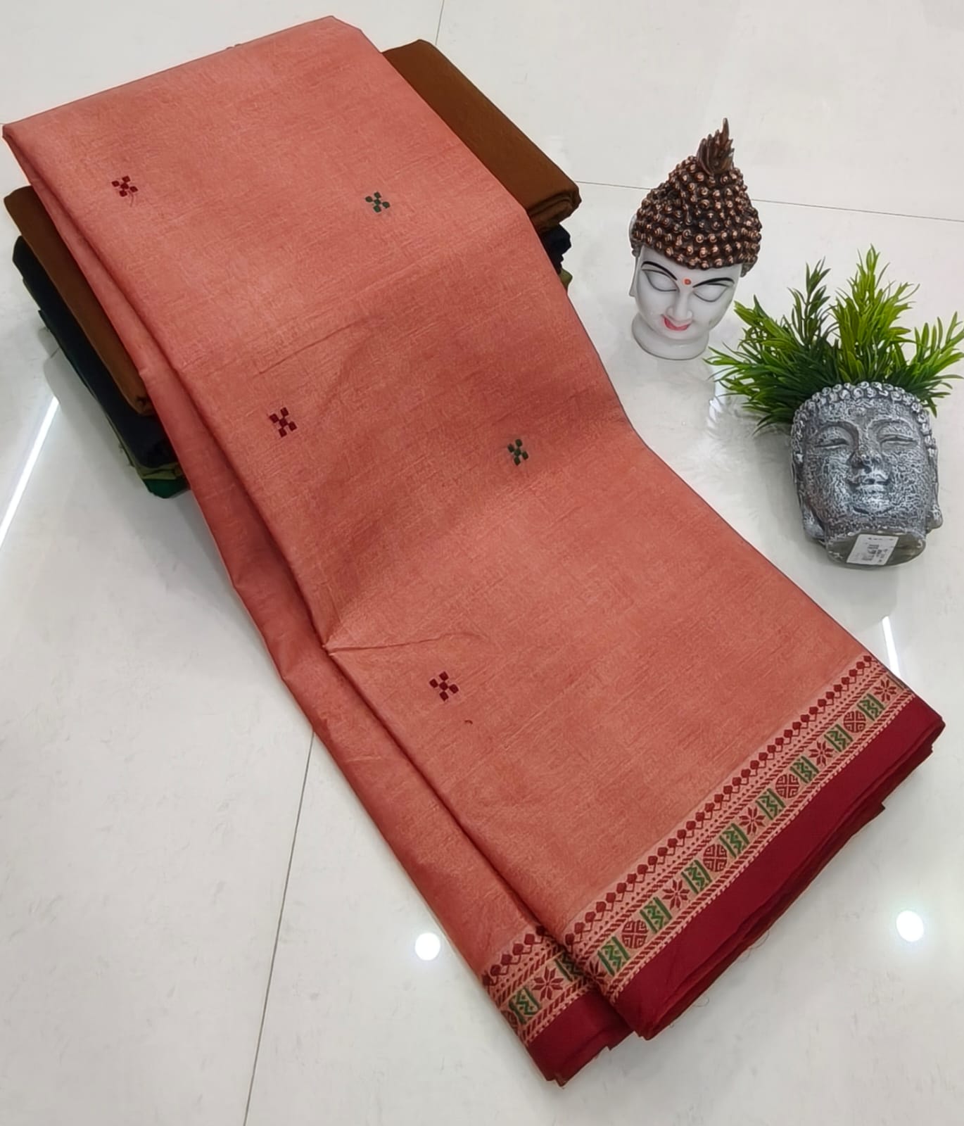 Kanchipuram Fancy Cotton Saree With Running Blouse