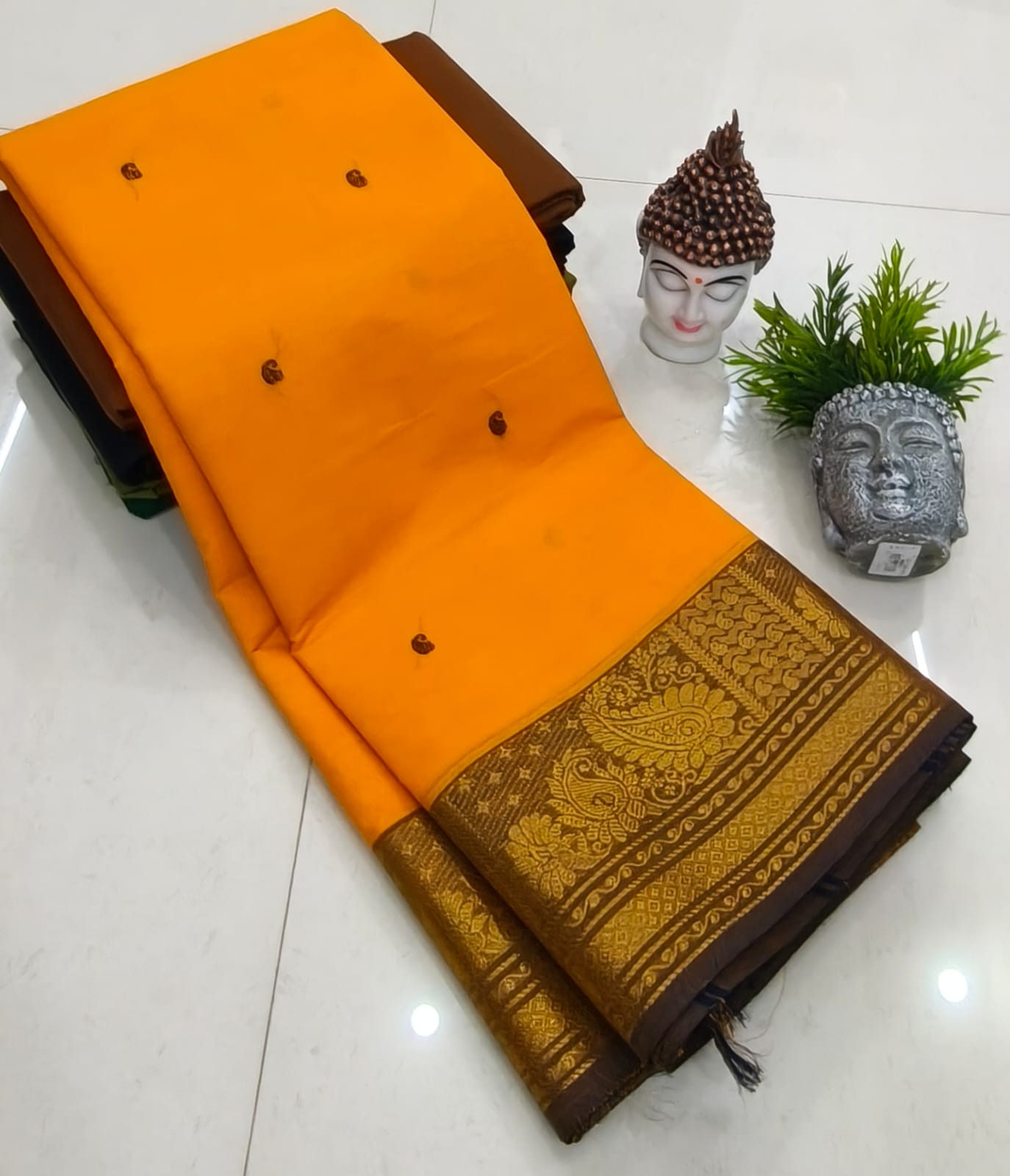 Kanchipuram Fancy Cotton Saree With Running Blouse