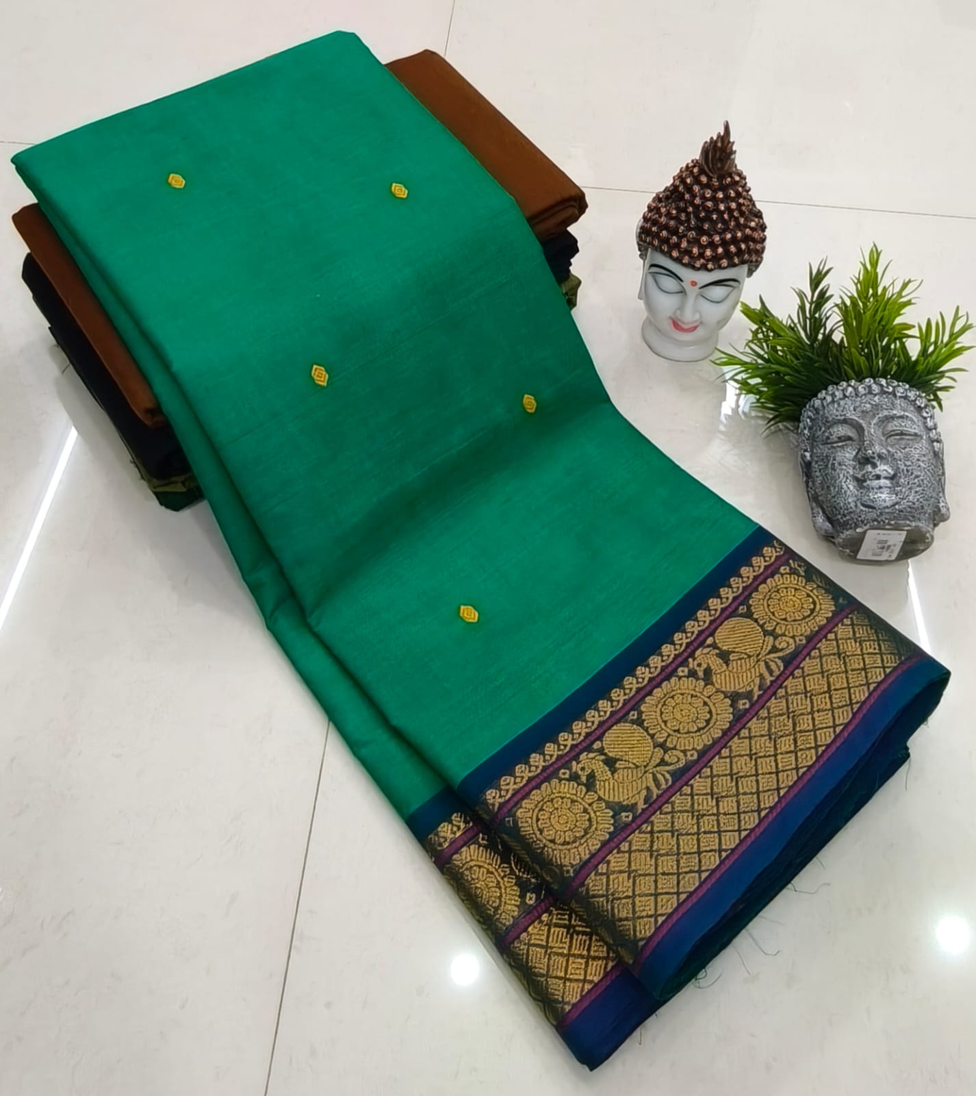 Kanchipuram Fancy Cotton Saree With Running Blouse