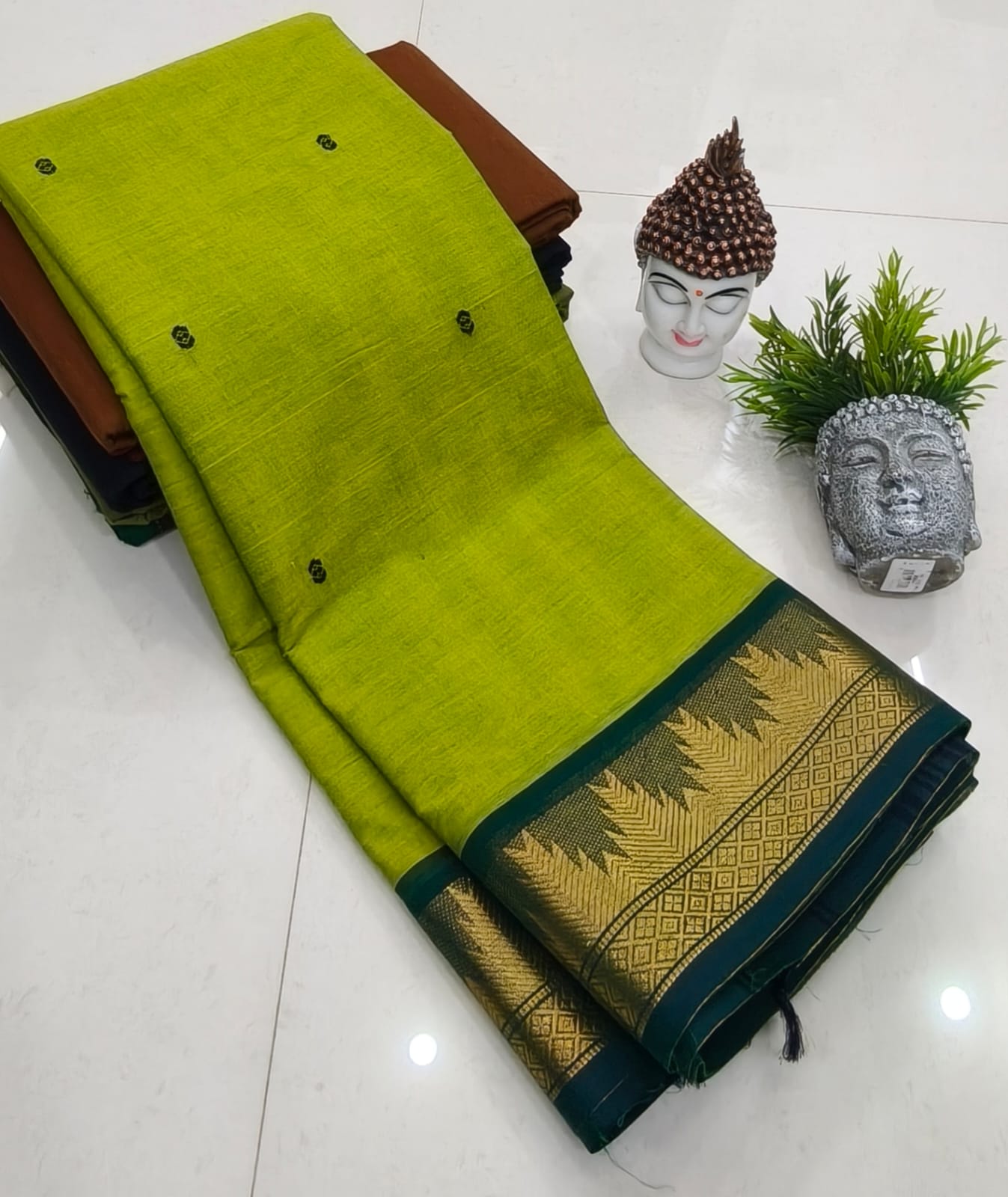Kanchipuram Fancy Cotton Saree With Running Blouse