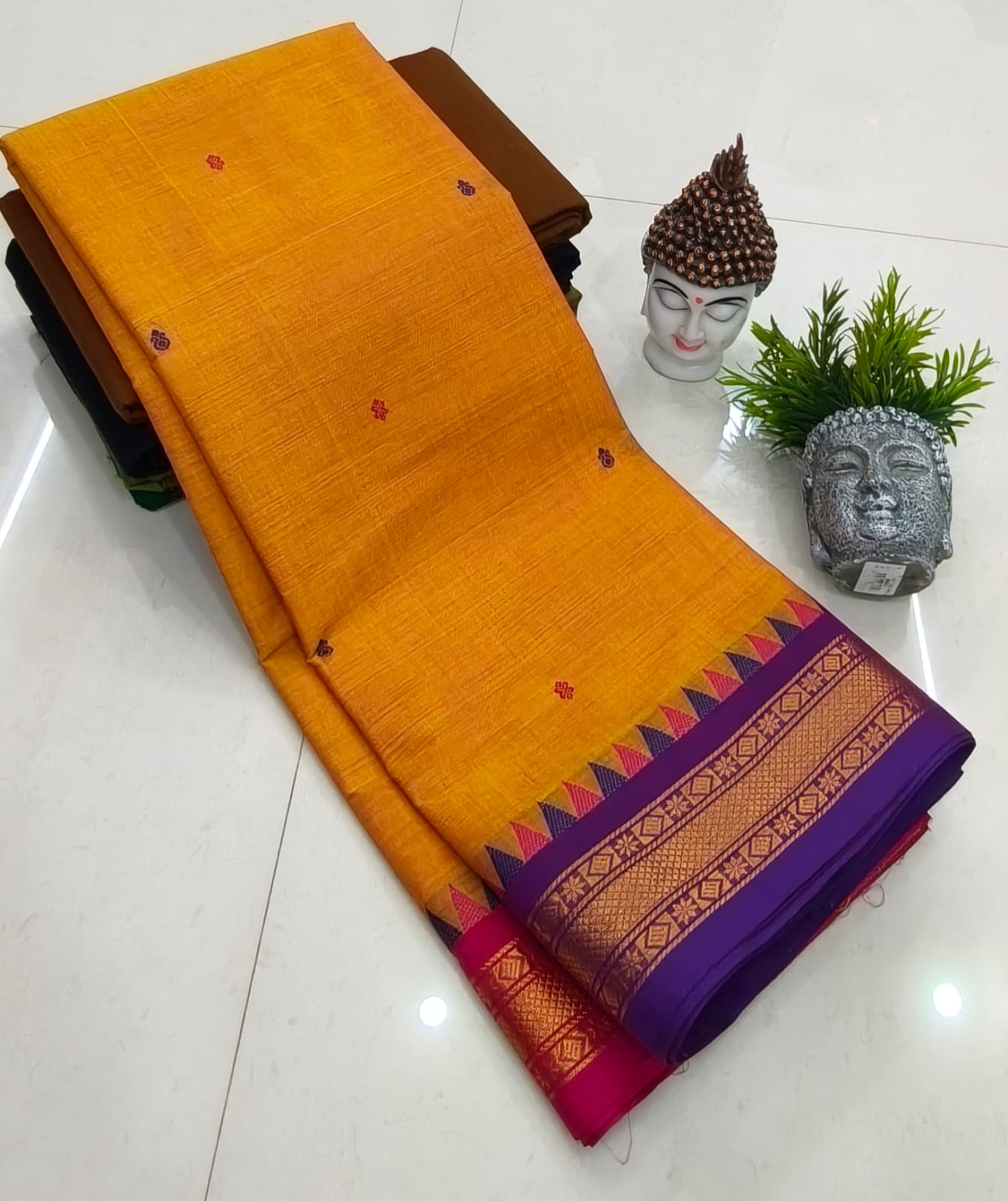 Kanchipuram Fancy Cotton Saree With Running Blouse