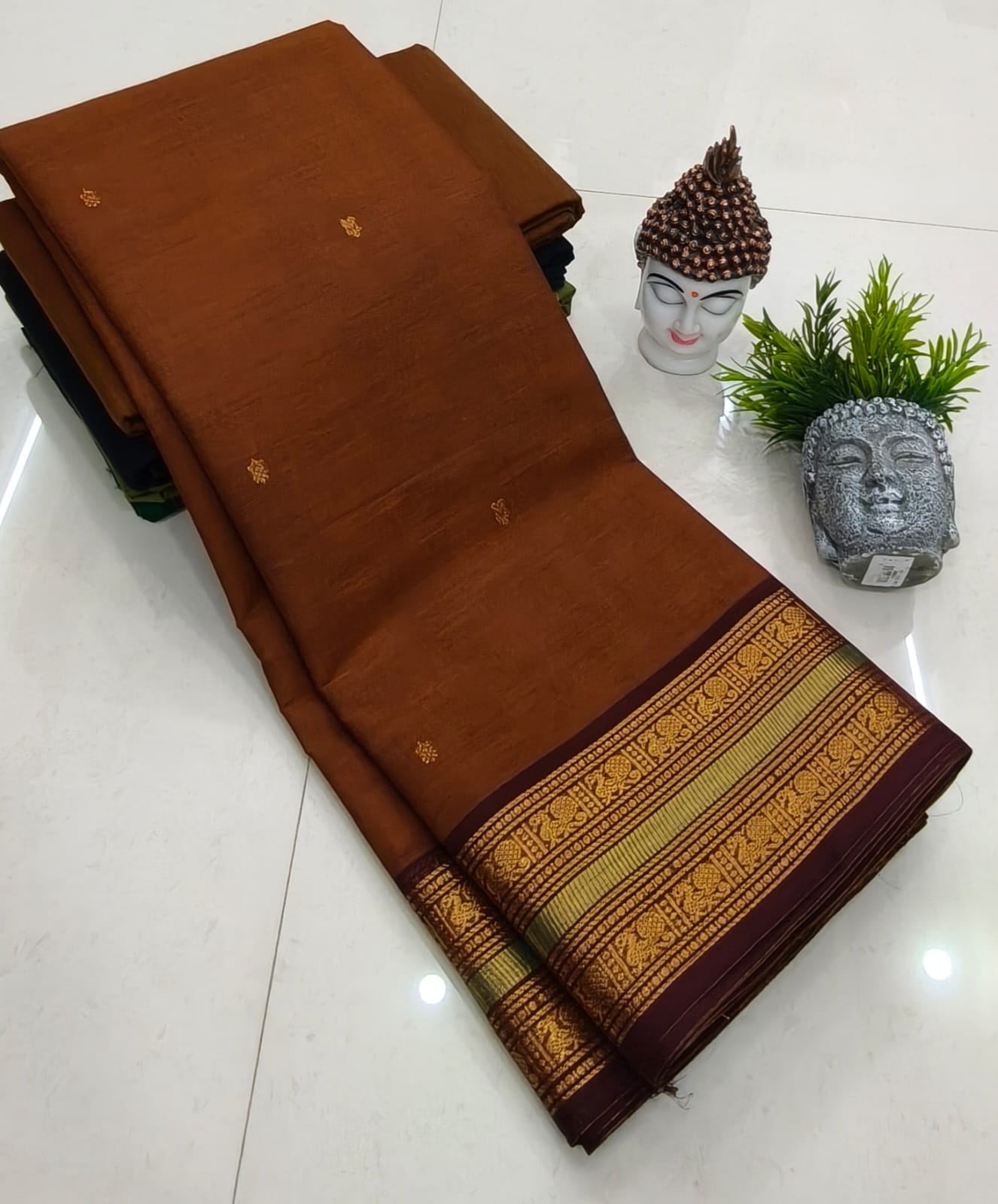 Kanchipuram Fancy Cotton Saree With Running Blouse