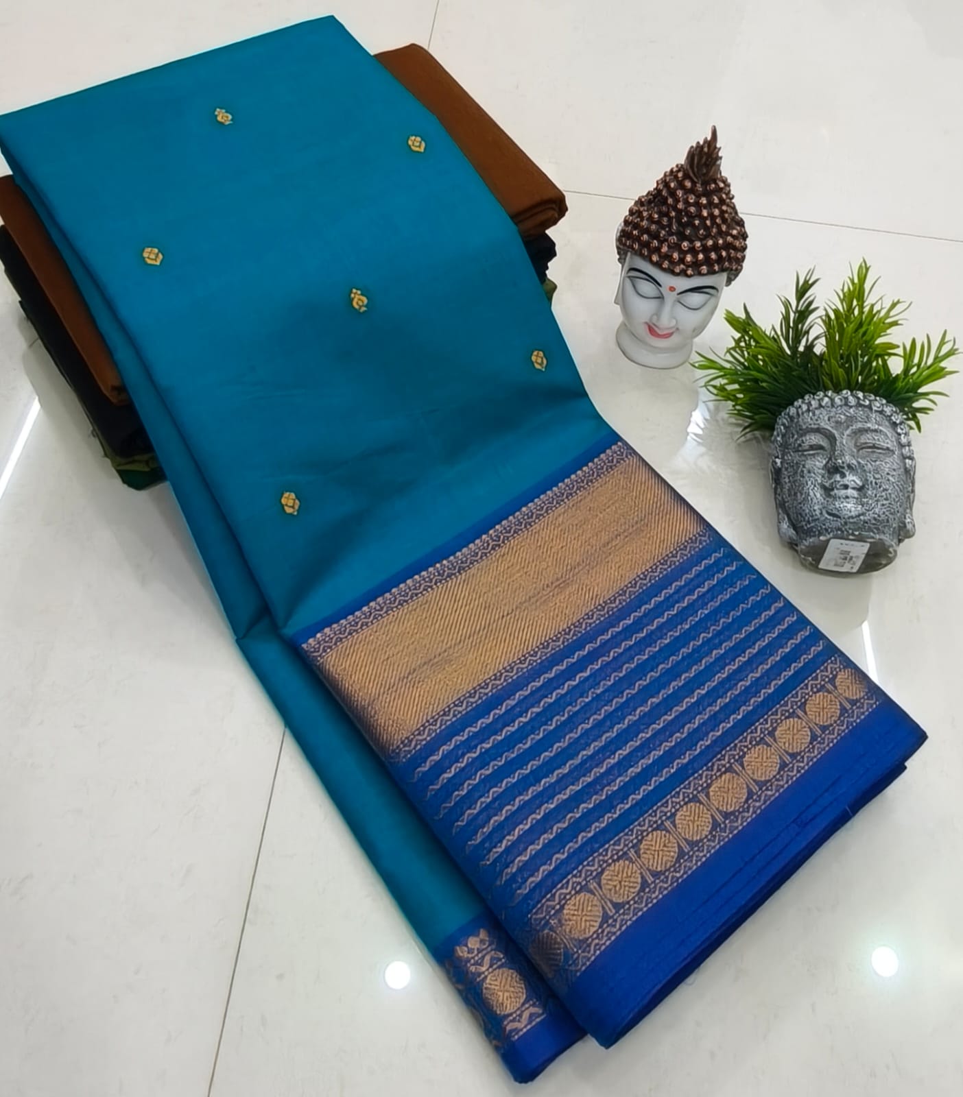 Kanchipuram Fancy Cotton Saree With Running Blouse