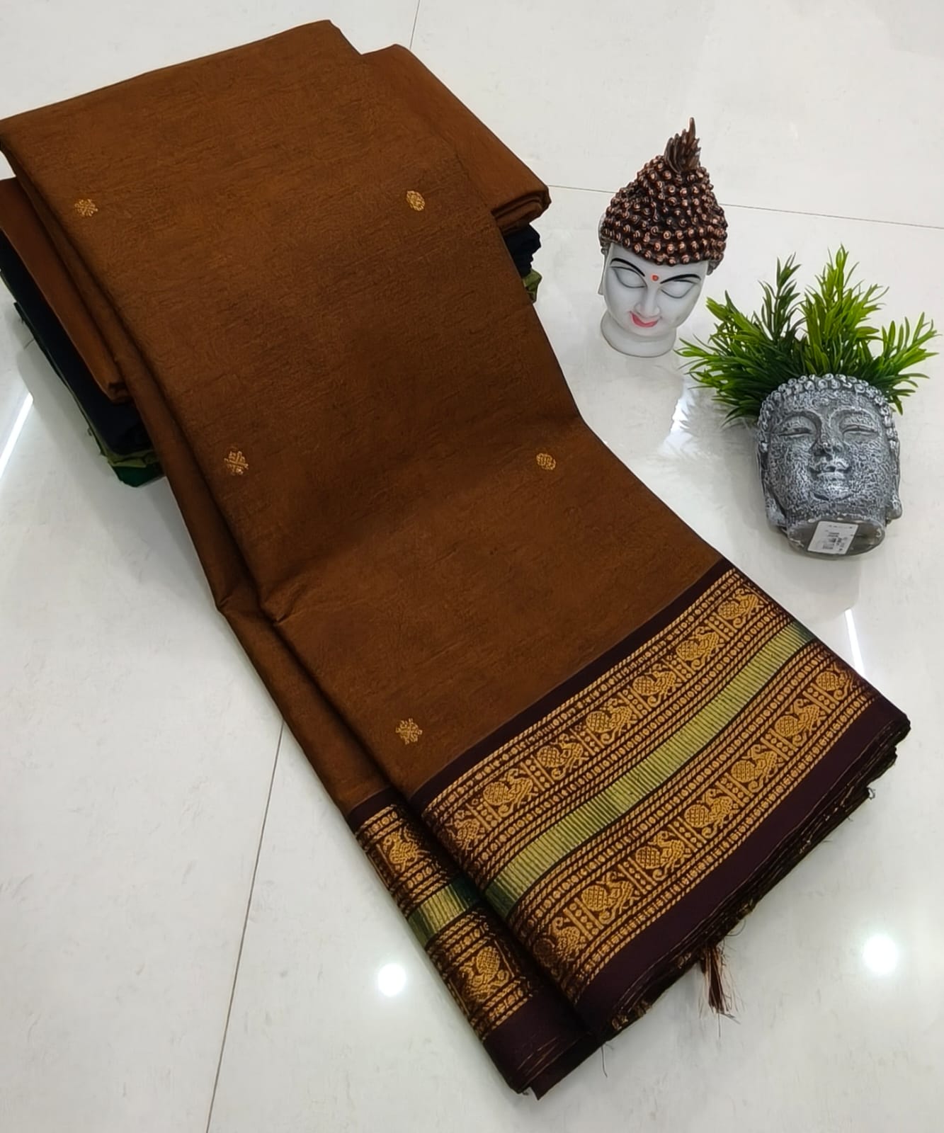 Kanchipuram Fancy Cotton Saree With Running Blouse