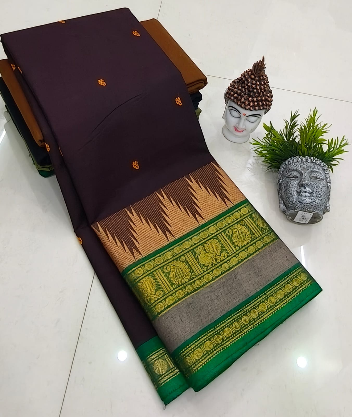Kanchipuram Fancy Cotton Saree With Running Blouse