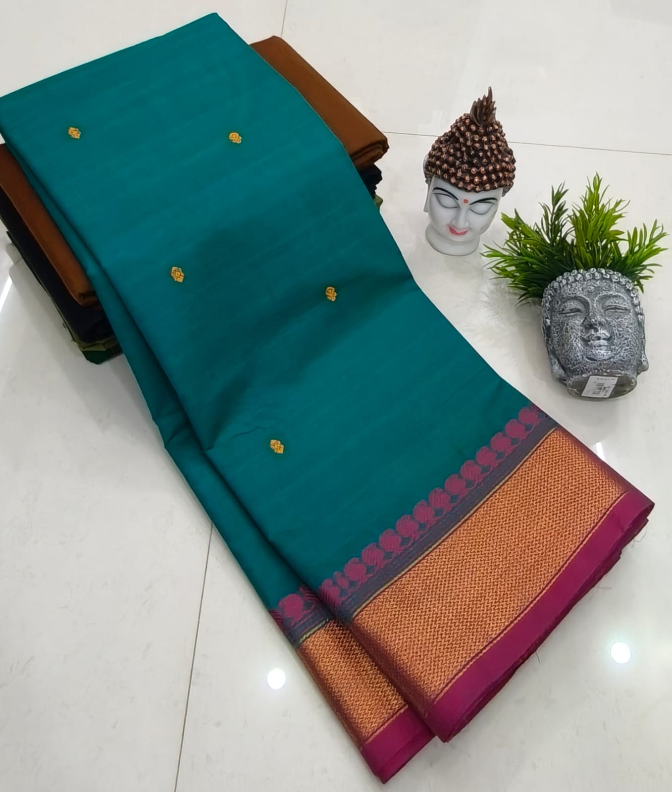 Kanchipuram Fancy Cotton Saree With Running Blouse