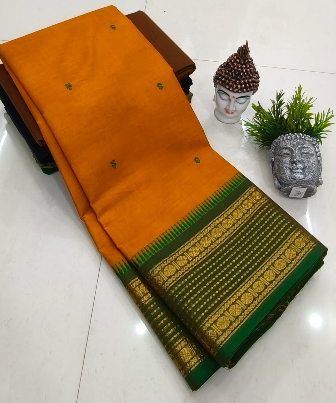Kanchipuram Fancy Cotton Saree With Running Blouse