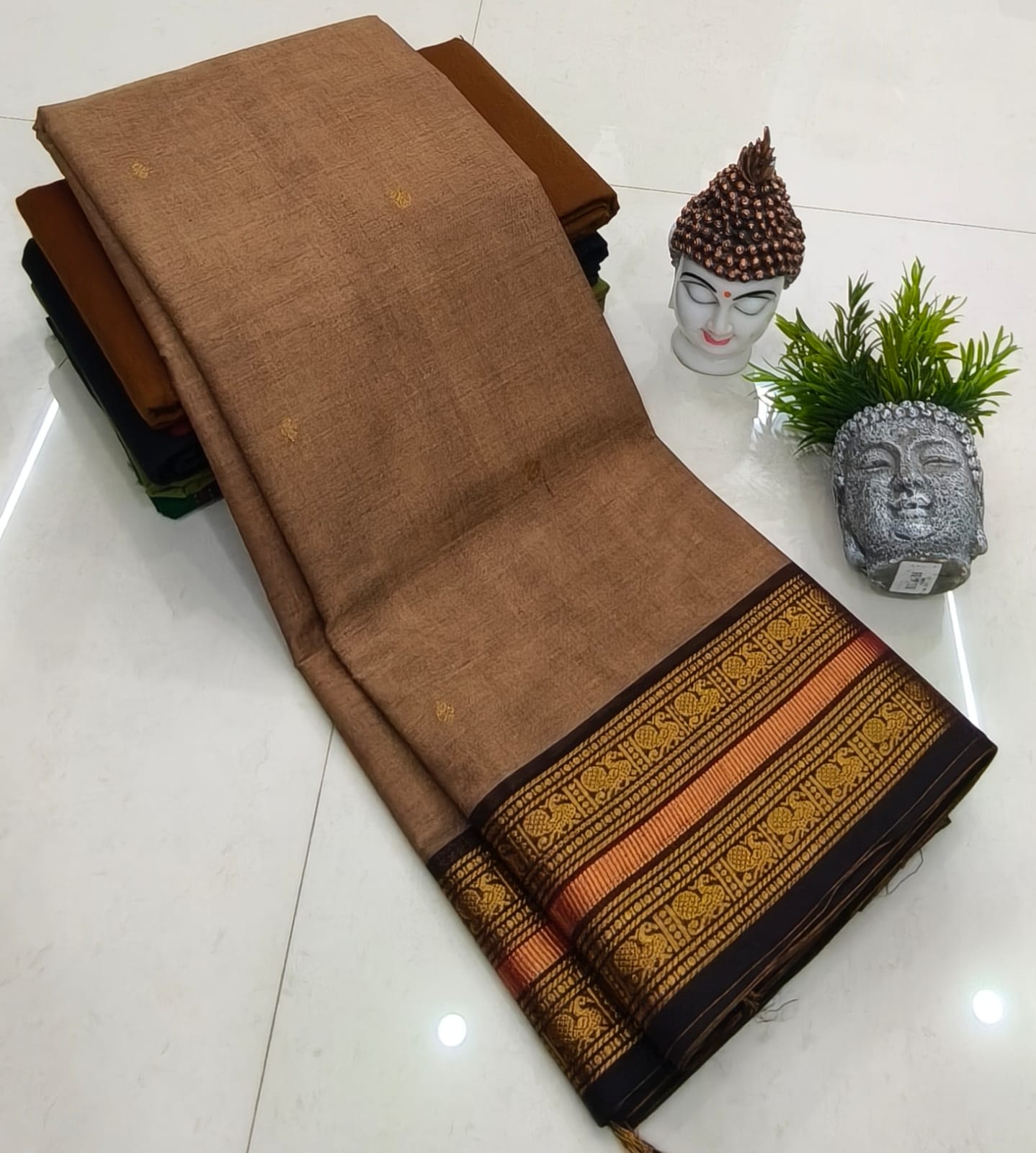 Kanchipuram Fancy Cotton Saree With Running Blouse
