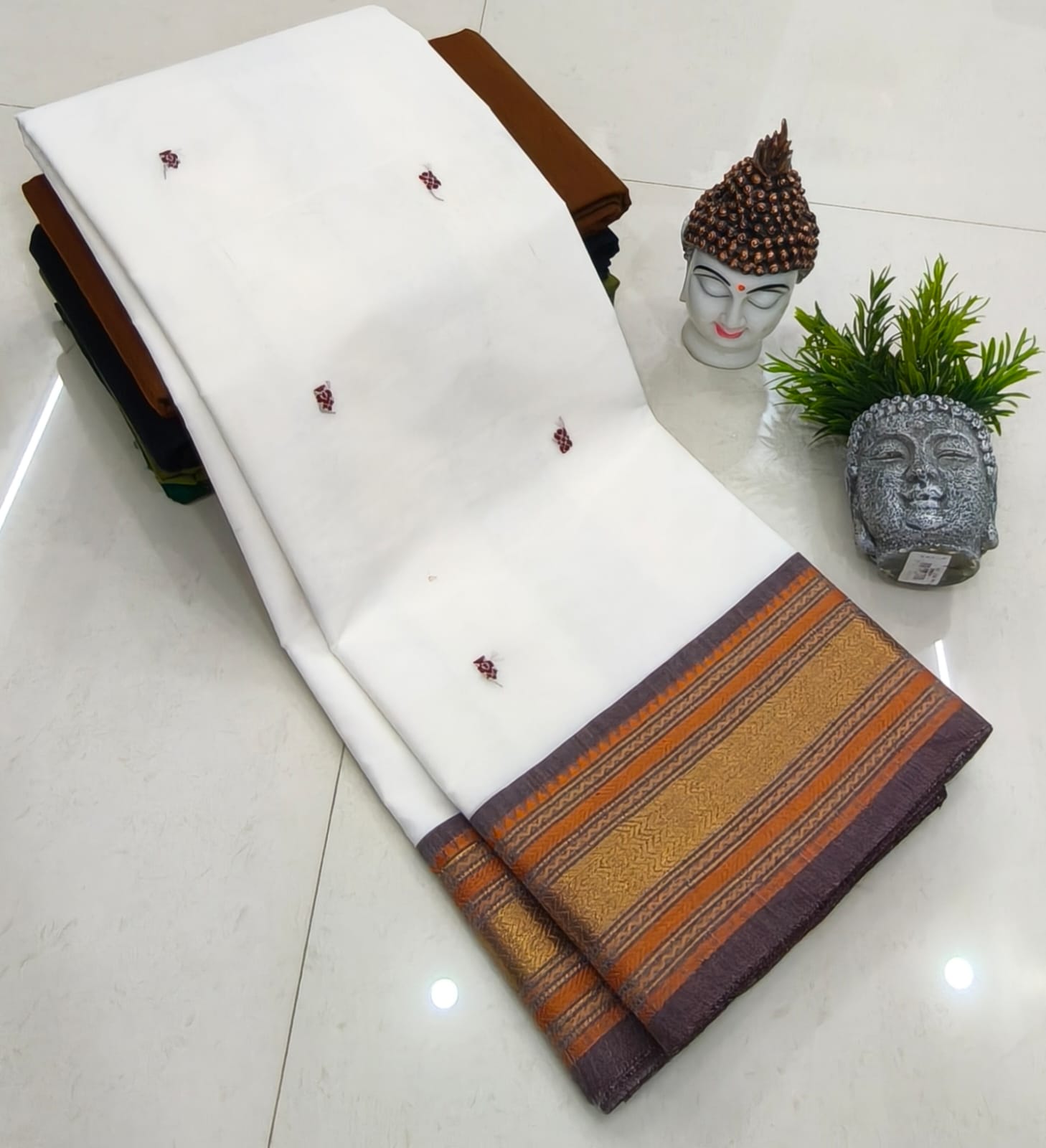 Kanchipuram Fancy Cotton Saree With Running Blouse