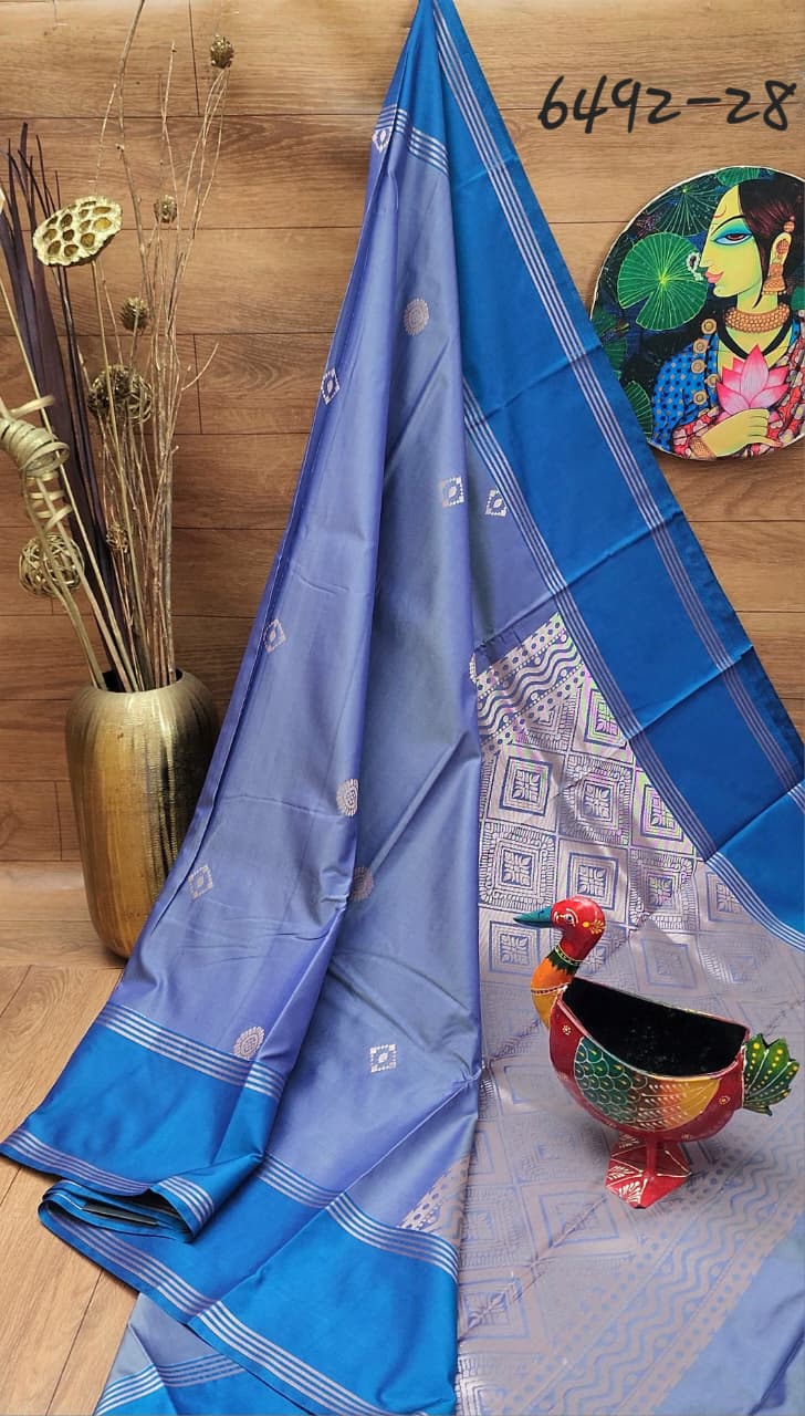 Kanchi Semi Silk Buttas Design Saree With Running Blouse