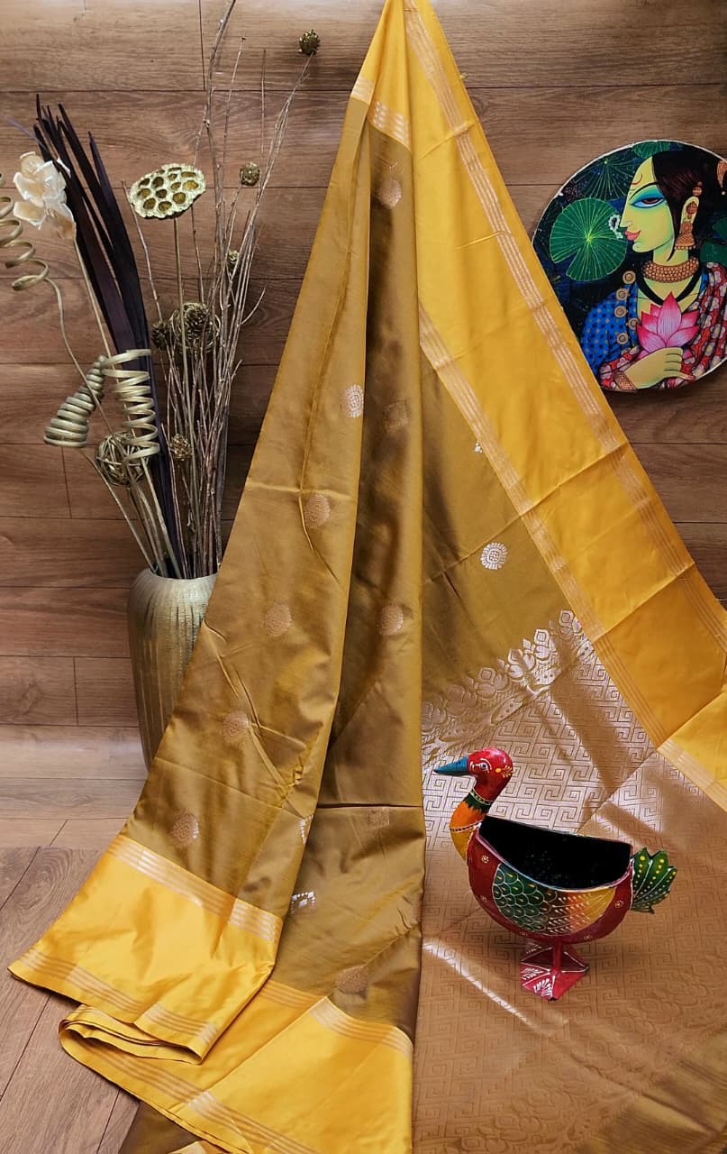 Kanchi Semi Silk Buttas Design Saree With Running Blouse