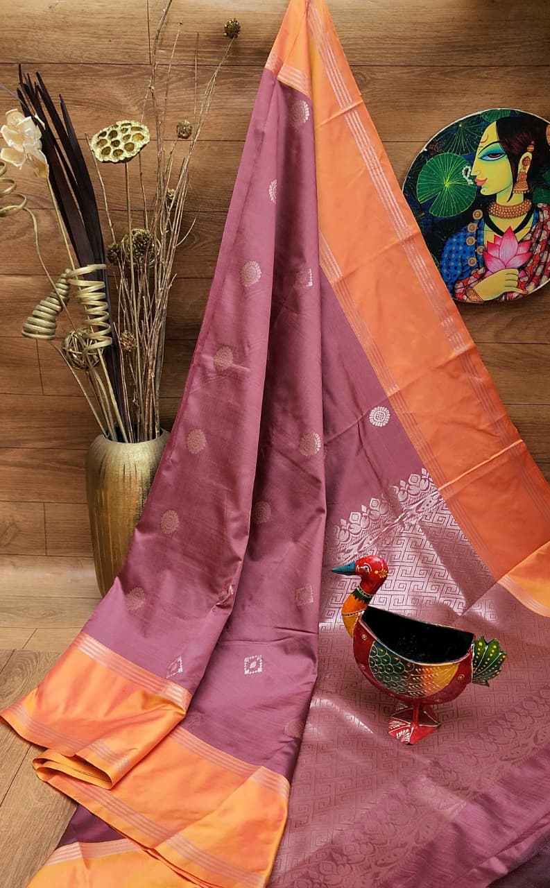 Kanchi Semi Silk Buttas Design Saree With Running Blouse