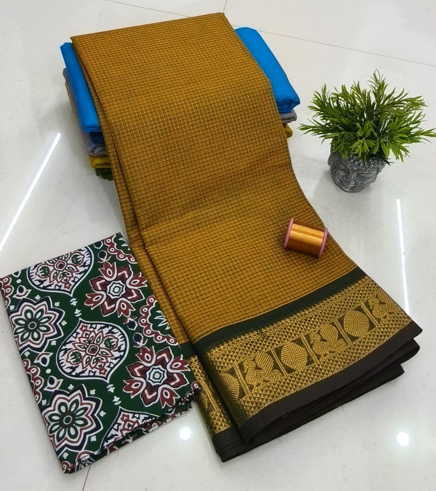 Chettinadu Fancy Cotton Saree Without Running Blouse