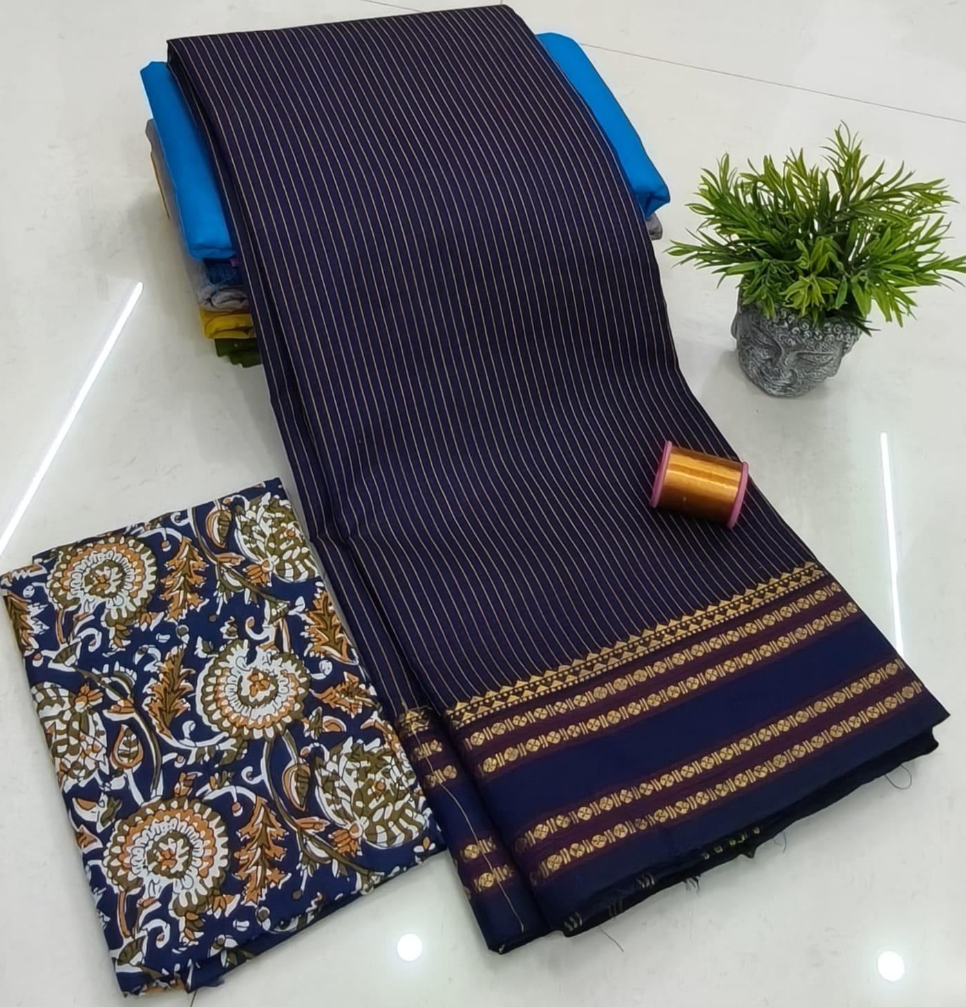 Chettinadu Fancy Cotton Saree Without Running Blouse