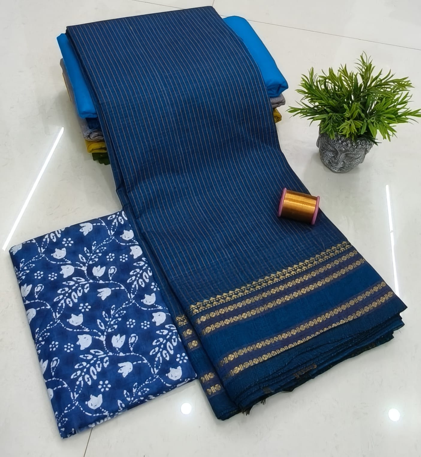 Chettinadu Fancy Cotton Saree Without Running Blouse