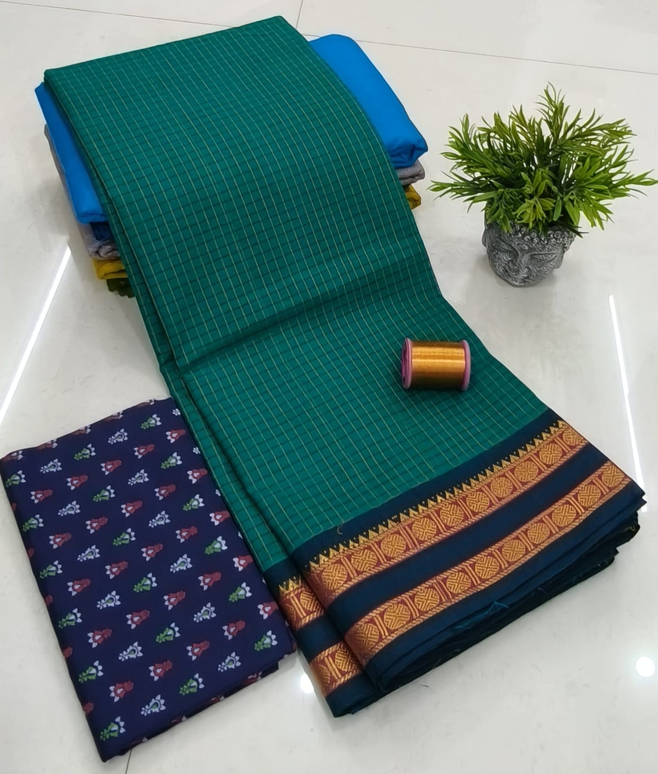 Chettinadu Fancy Cotton Saree Without Running Blouse